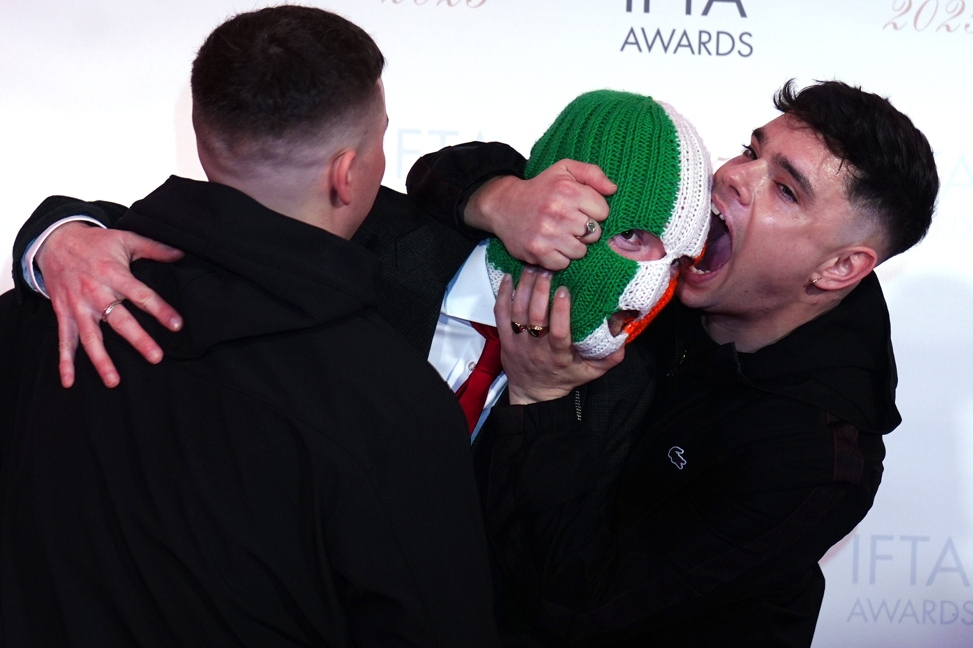 (left to right) Members of Kneecap, Mo Chara, JJ O’Dochartaigh and Moglai Bap have been criticised (PA)