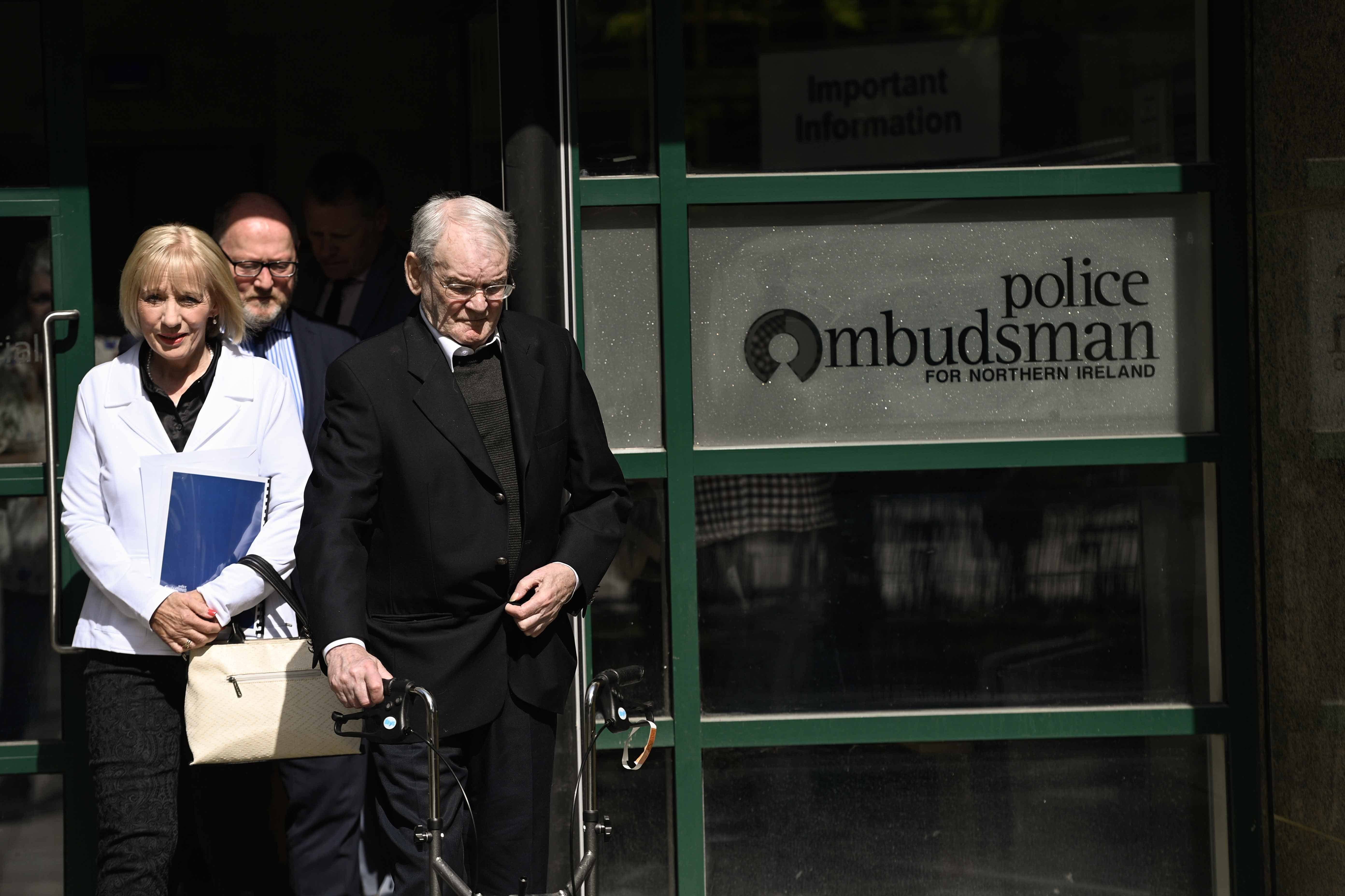 The only surviving member of the Kingsmill massacre Alan Black (right) outside the Police Omudsman’s building in Belfast, following the publication of the Police Ombudsman for Northern Ireland report into one of the most notorious incidents of the Northern Ireland Troubles – the Kingsmill Massacre (Mark Marlow/PA)
