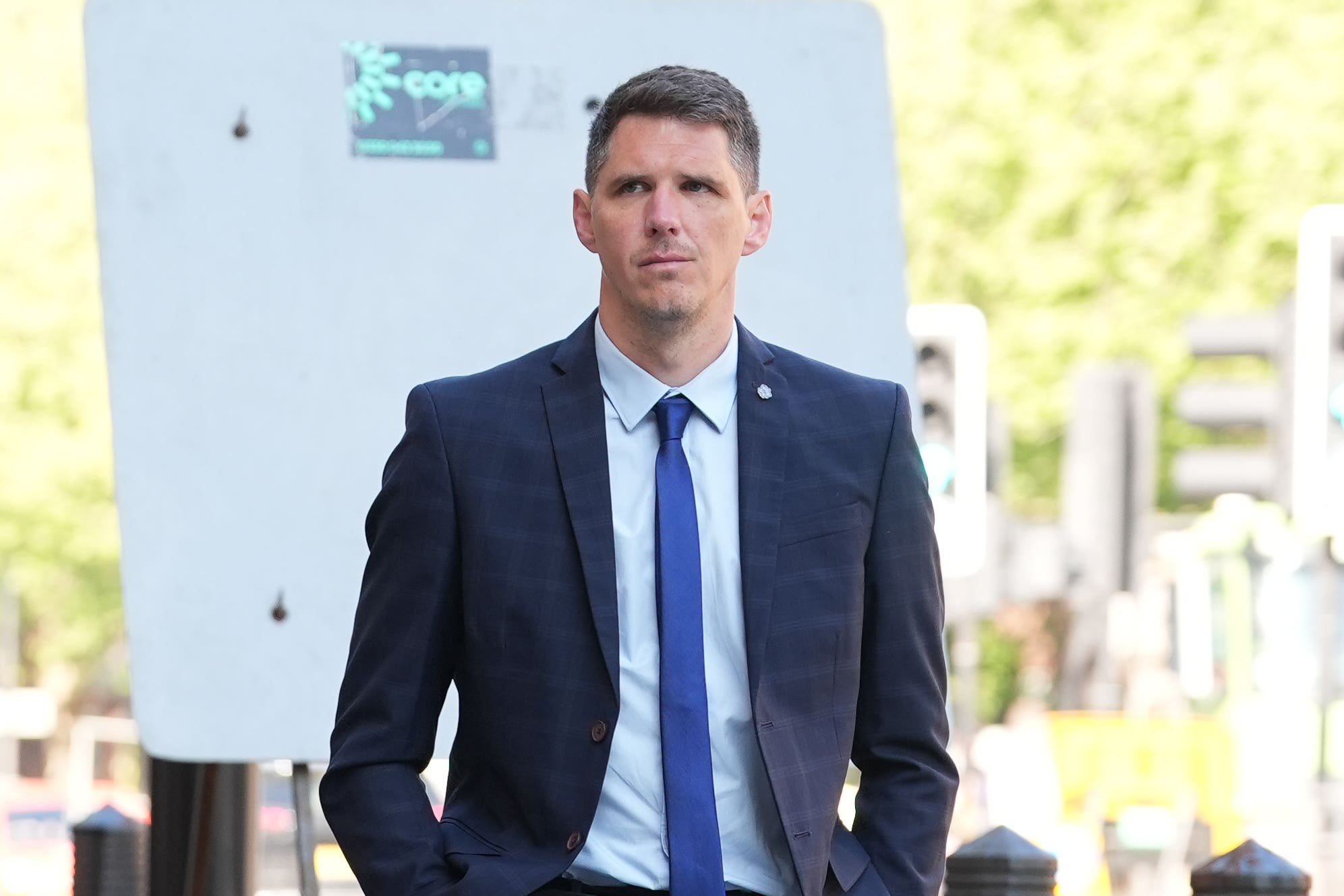 Former Cambridgeshire Police sergeant Paul Street at Westminster Magistrates’ Court, London, where he is accused of assaulting Samuel Kayode in January 2020, as well as a string of other offences (Lucy North/PA)