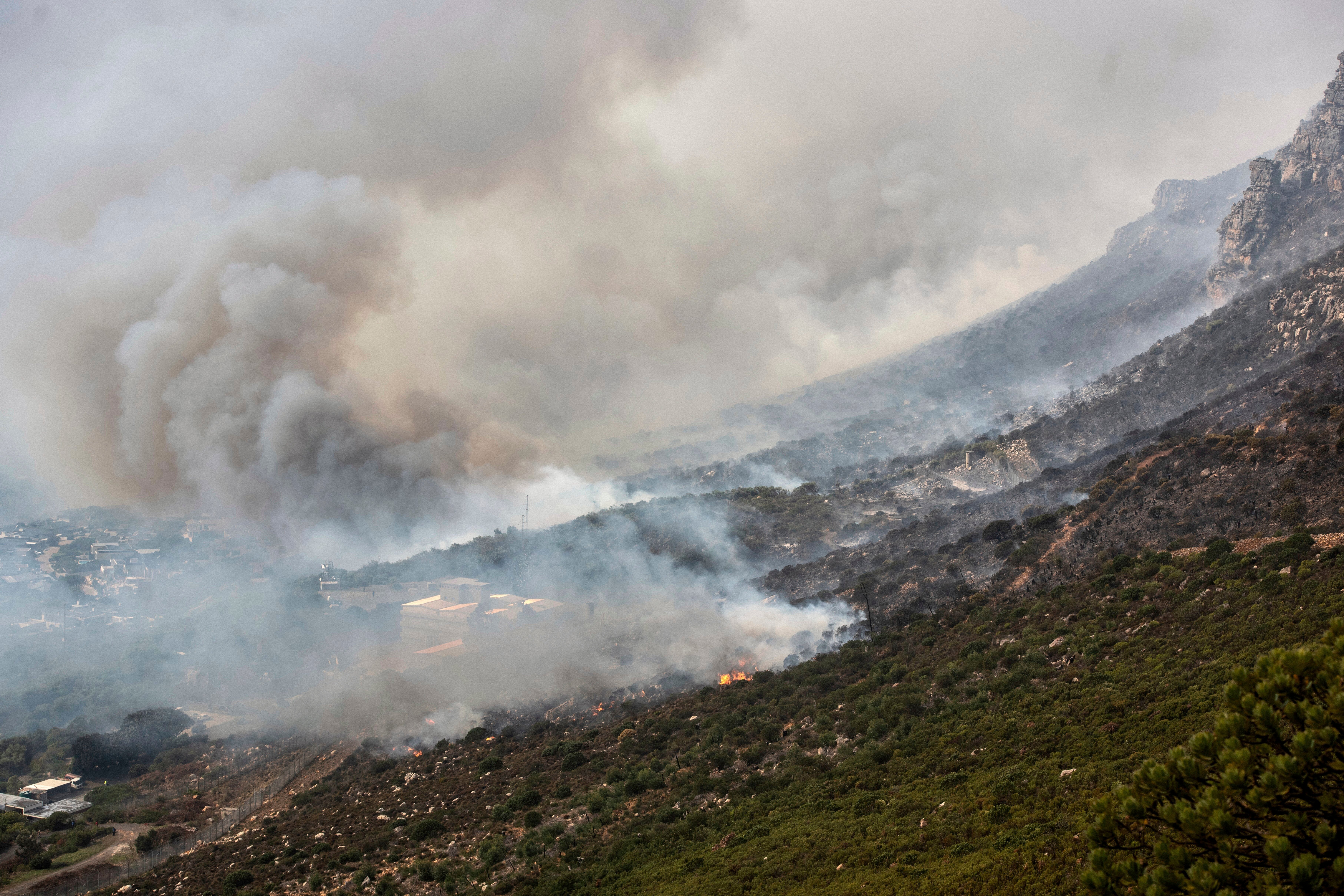 Wildfires burn on the slopes of Table Mountain in Cape Town, South Africa this year