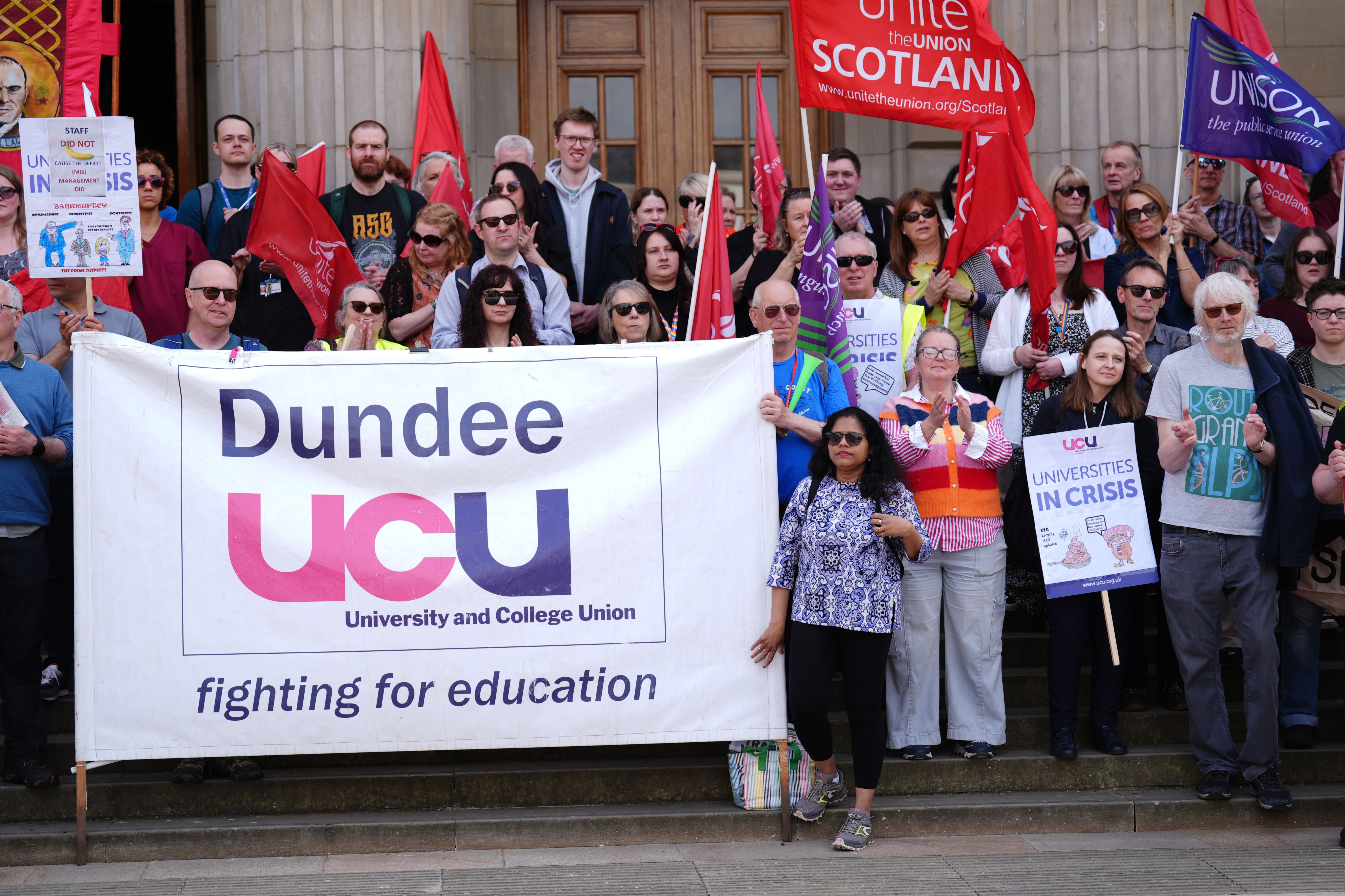 The announcement comes as protesters gathered outside the STUC congress in Dundee (Andrew Milligan/PA)