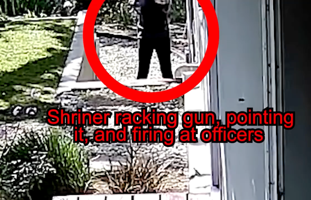 Video footage shows Jessica Lauren raising her gun at Los Angeles police officers moments before they opened fire