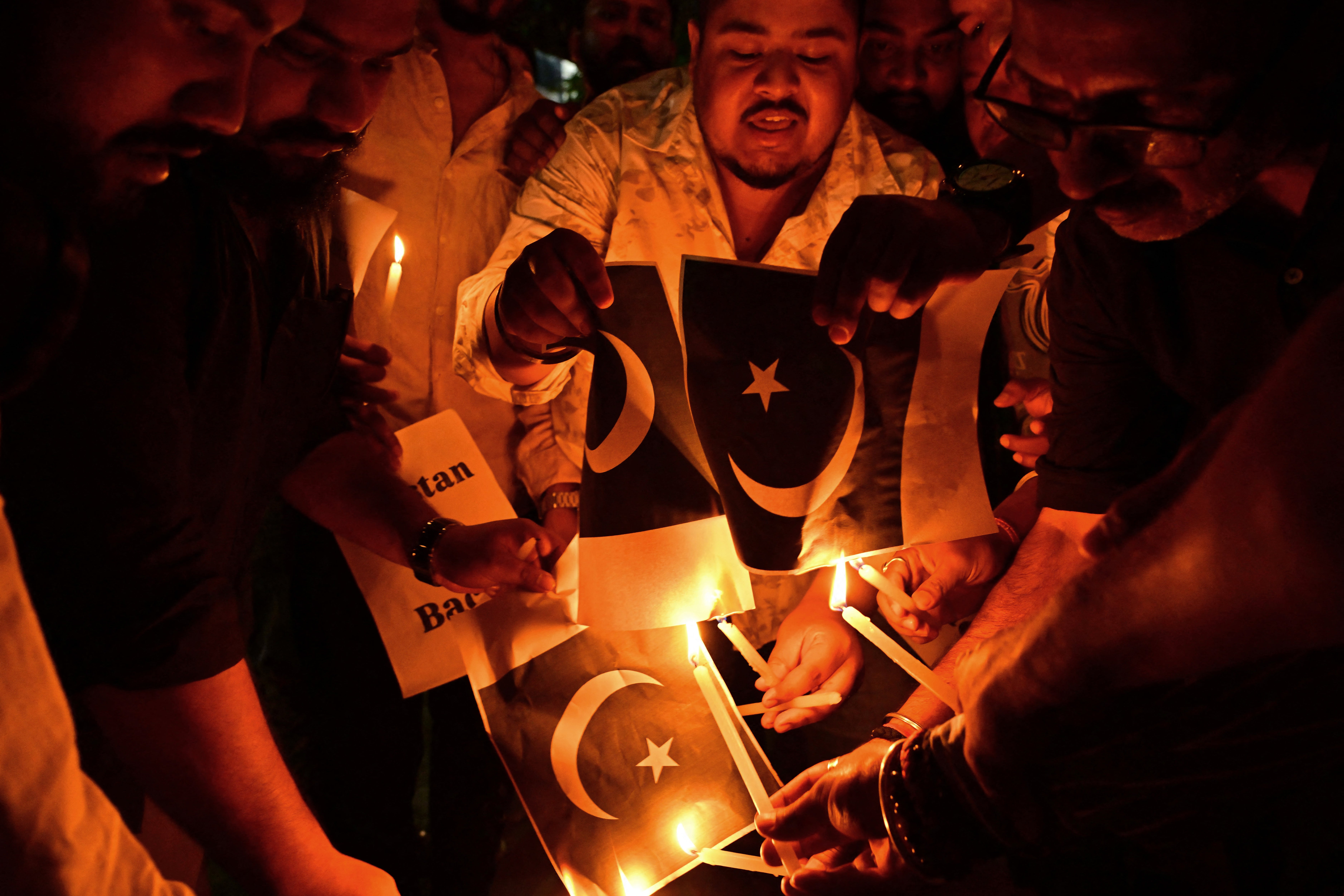 Protesters in Guwahati burn the Pakistani flag last week