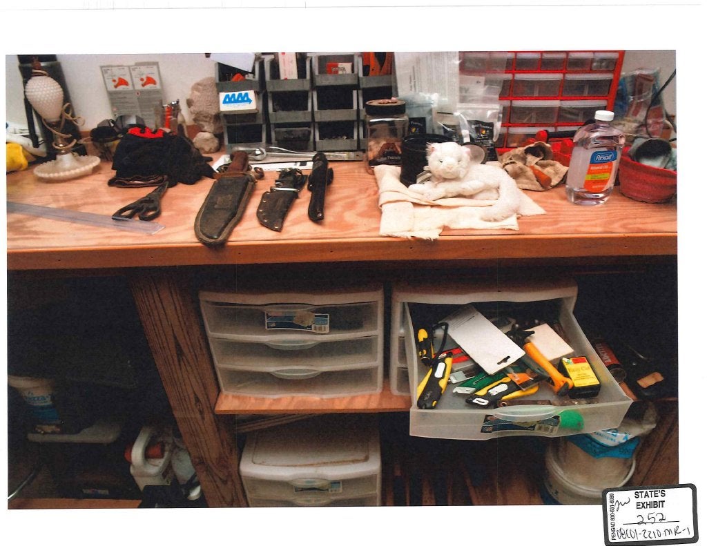 Investigators seized box cutters, knives, electronics and a Sig Sauer P226 handgun at Allen’s home in 2022