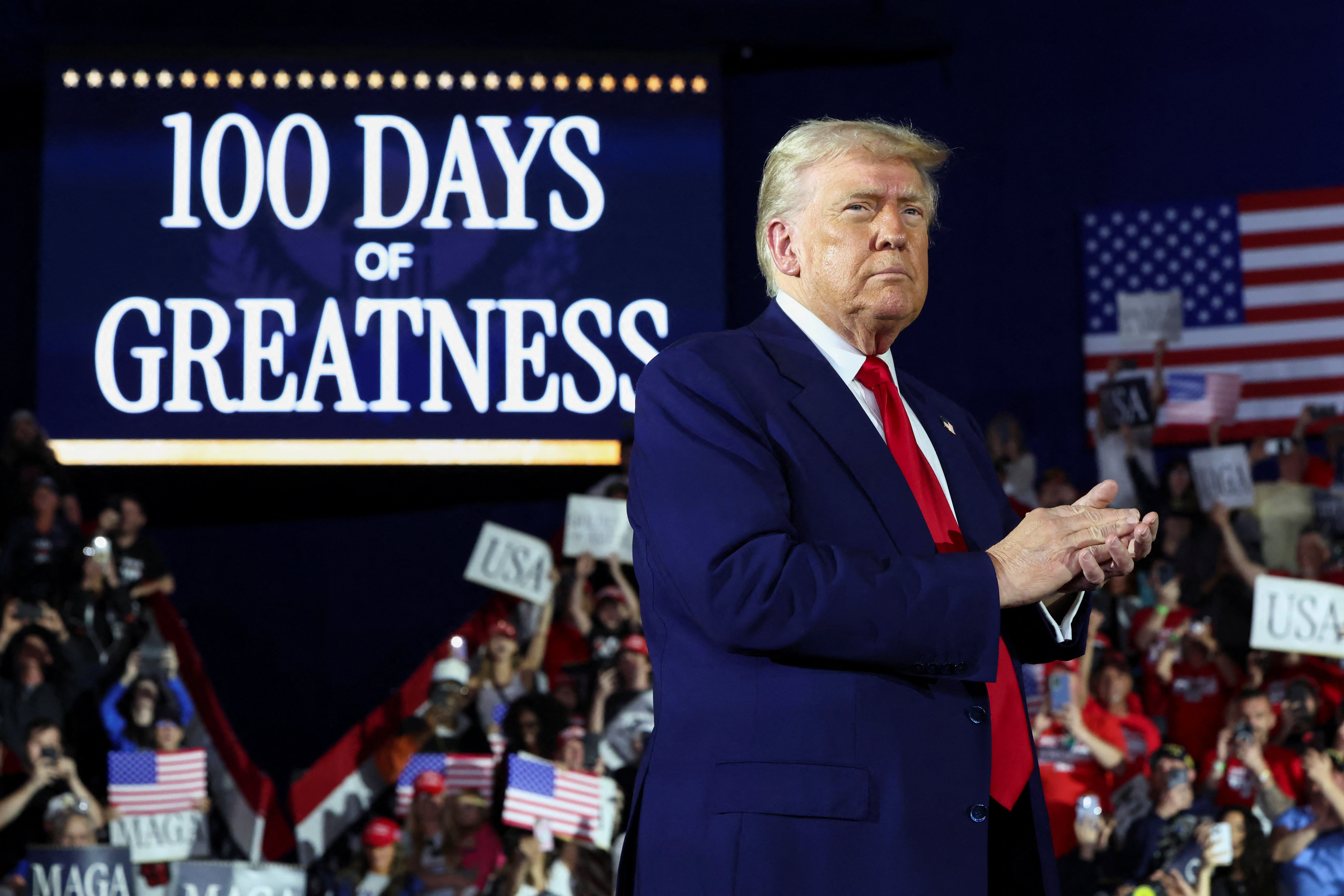 It comes after a three-day poll, completed on Sunday, showed 42 percent of respondents approved of the Republican leader's performance in office. The share of people who disapprove of his presidency was also steady at 53 percent