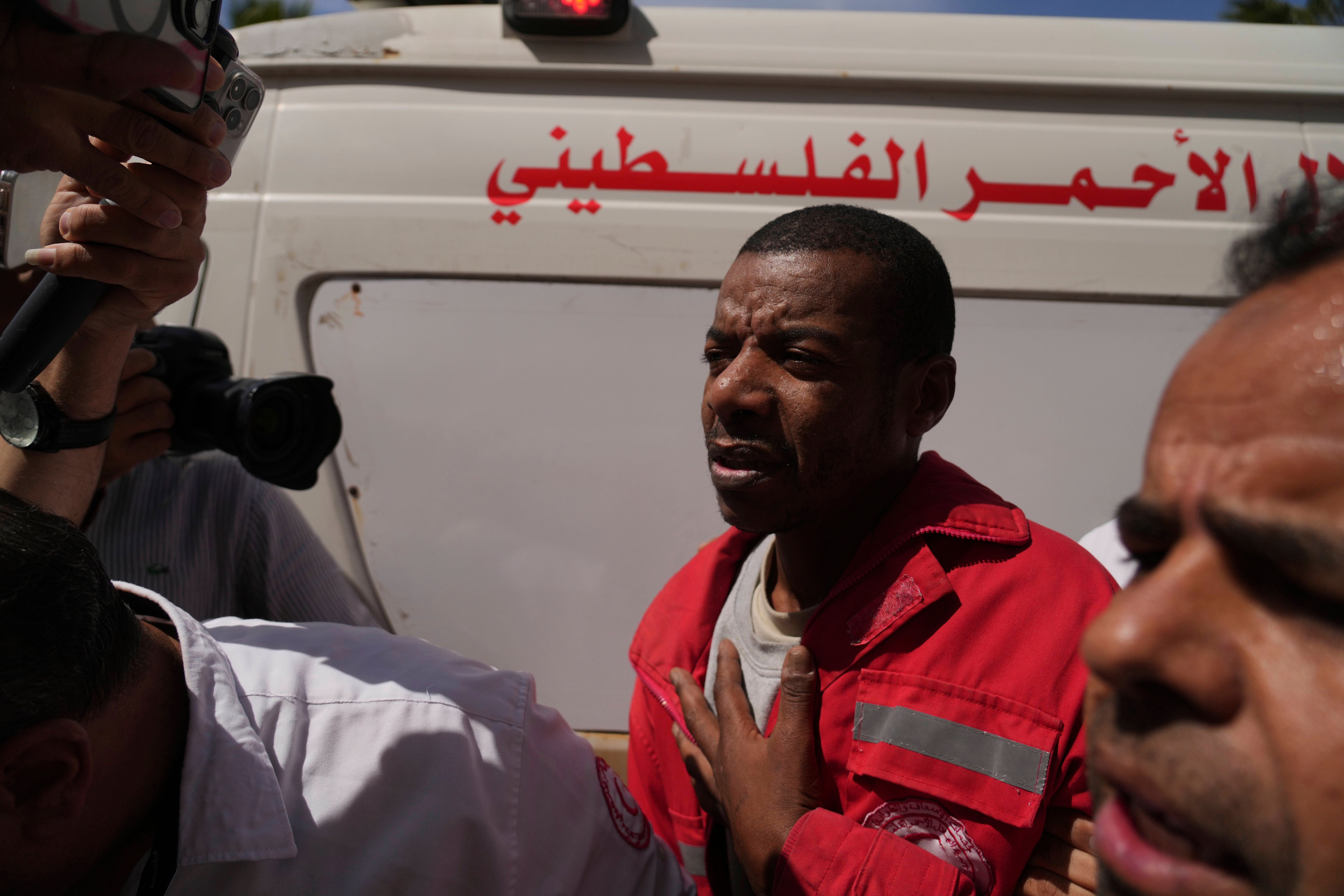 Asaad Al-Nsasrah, a paramedic with the Red Crescent whose colleagues were killed by the Israeli army in southern Gaza