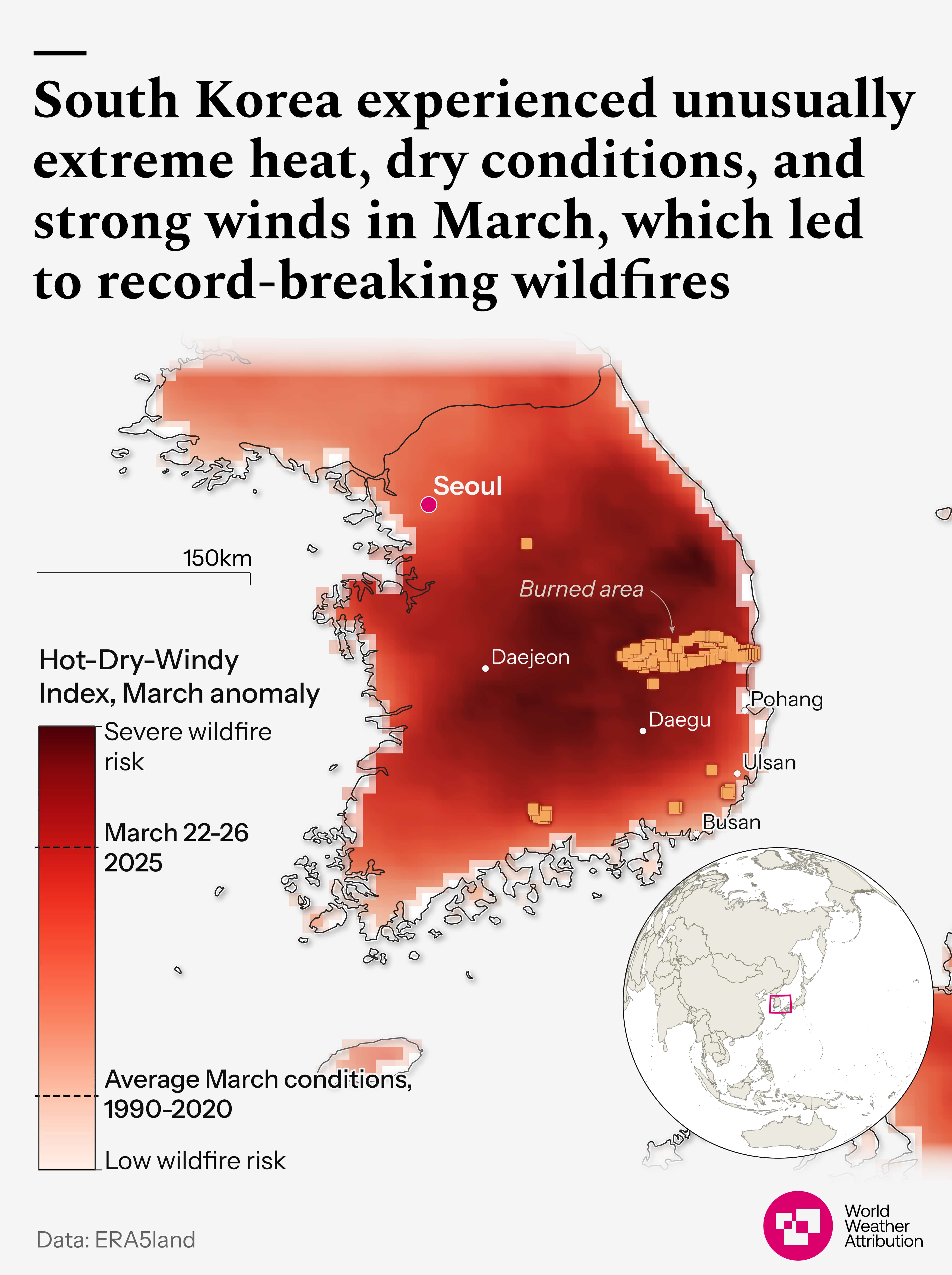 Map shows record heat conditions in South Korea