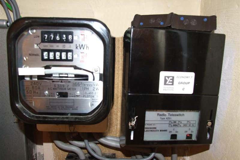 An RTS meter next to a radio teleswitch in a black box