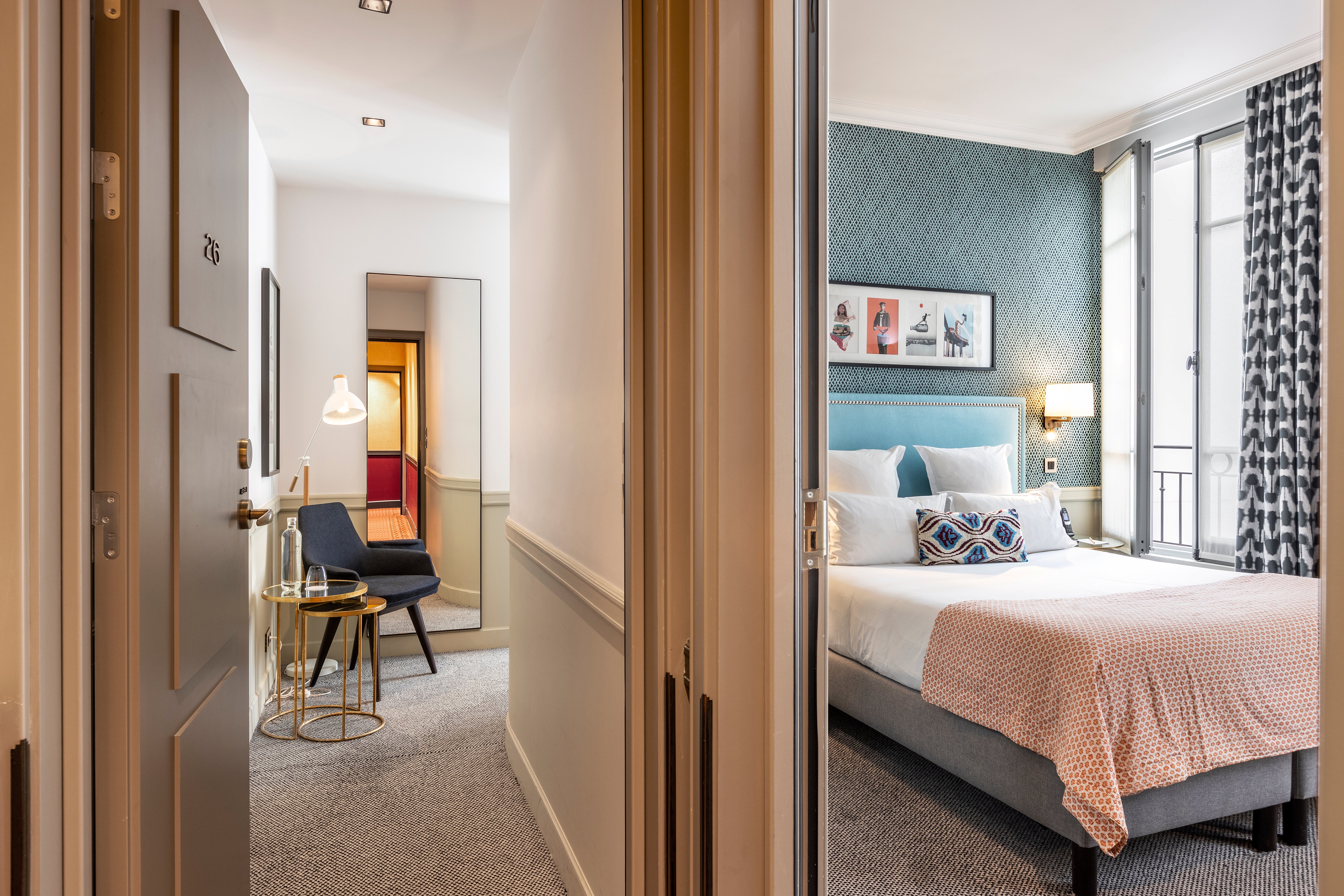 Hotel Adele et Jules’ family connecting rooms are suitable for two adults and two children