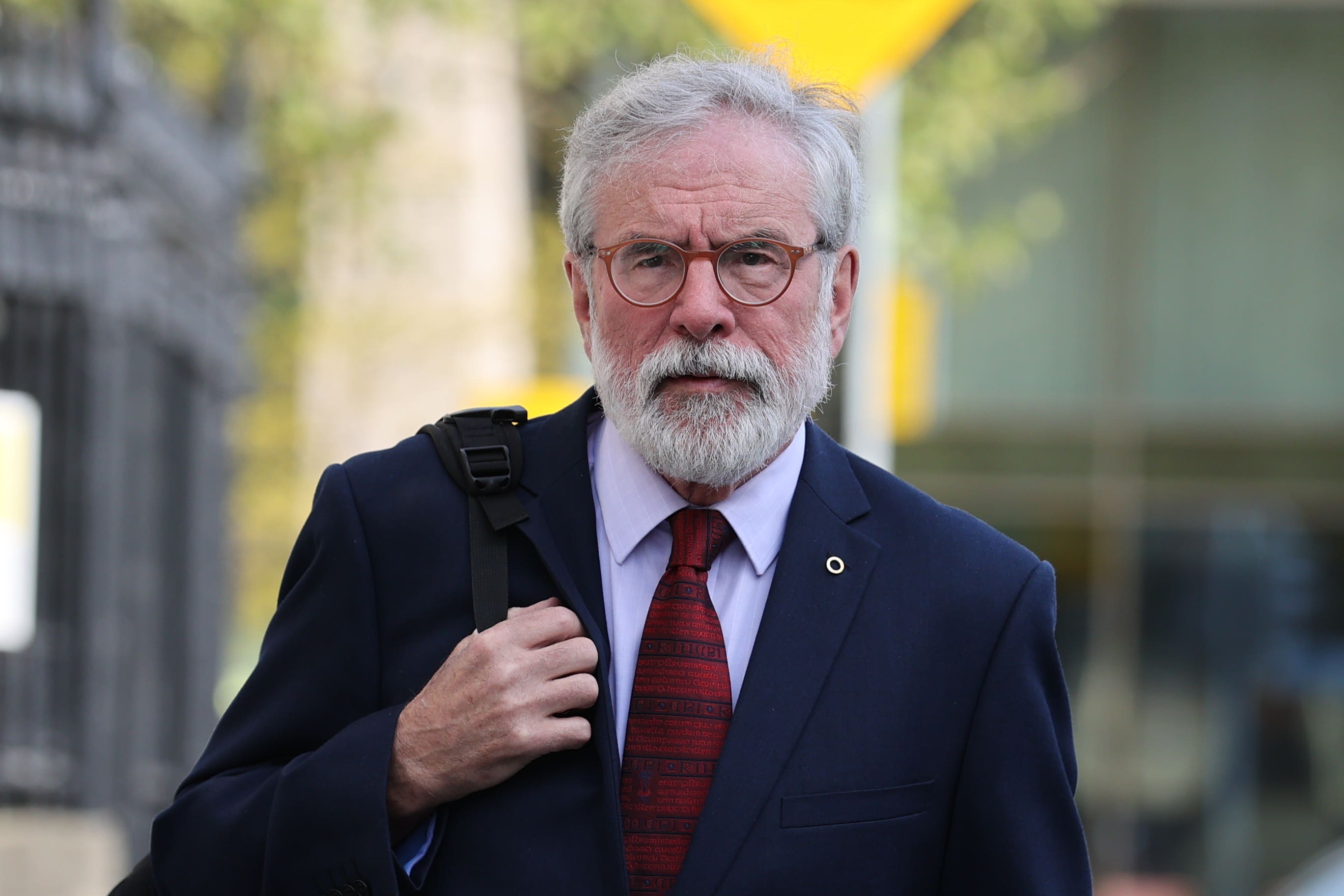 Former Sinn Fein president Gerry Adams outside the High Court in Dublin, where he is bringing a legal action against the BBC over allegations about the murder of an MI5 spy (Liam McBurney/PA)