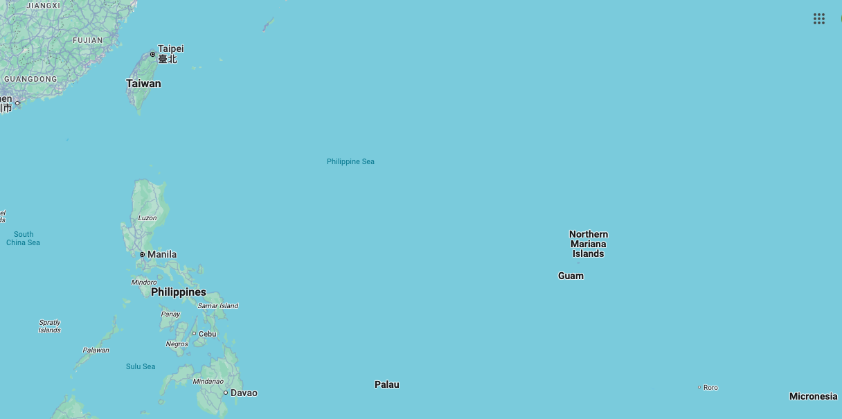 Palau is located near the Philippines and Guam in the Pacific Ocean