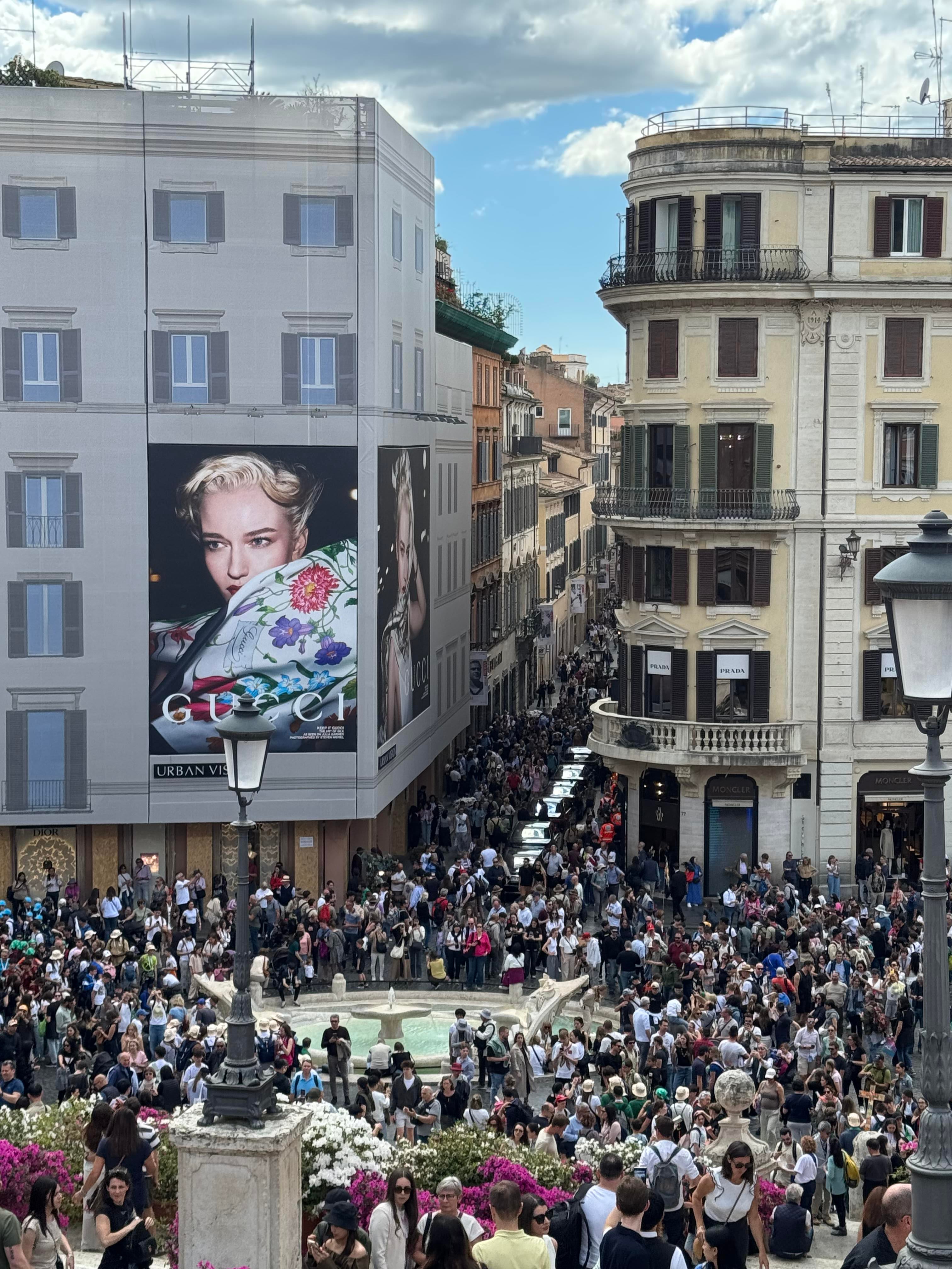 The crowds at the Spanish Steps in Rome in April