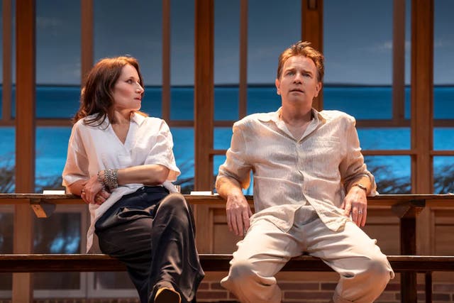 <p>Unhappy in love: Kate Fleetwood and Ewan McGregor in ‘My Master Builder’</p>