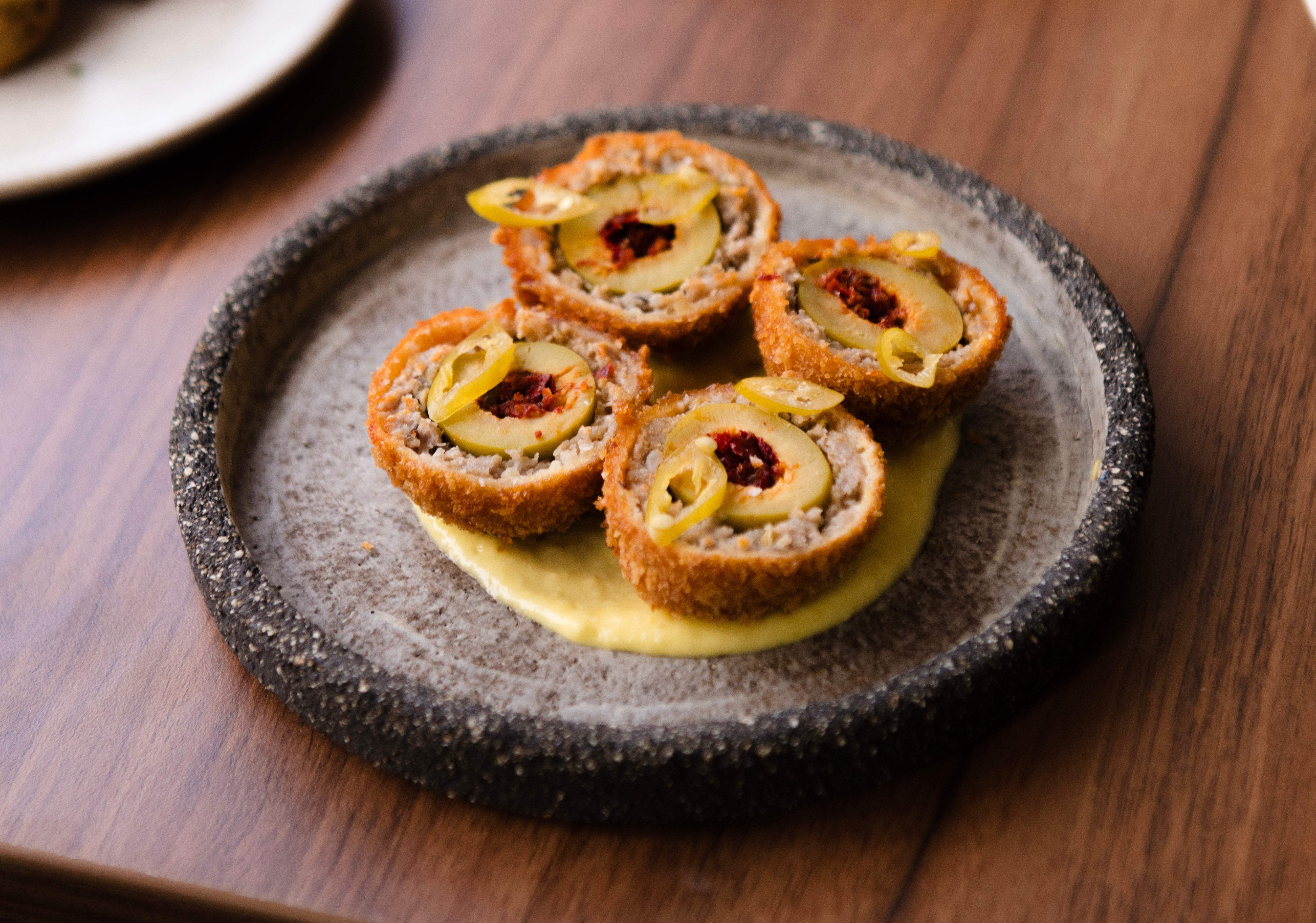 Think Scotch egg, but sleeker and with a surprise nduja kick – excellent with a cold beer
