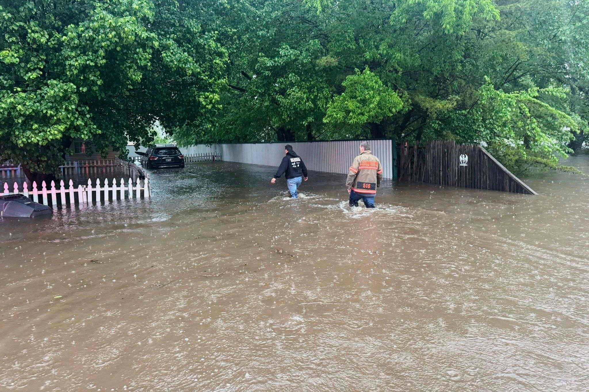 Flooding in Lexington, Oklahoma on Wednesday saw people evacuated from their homes due to flooding.