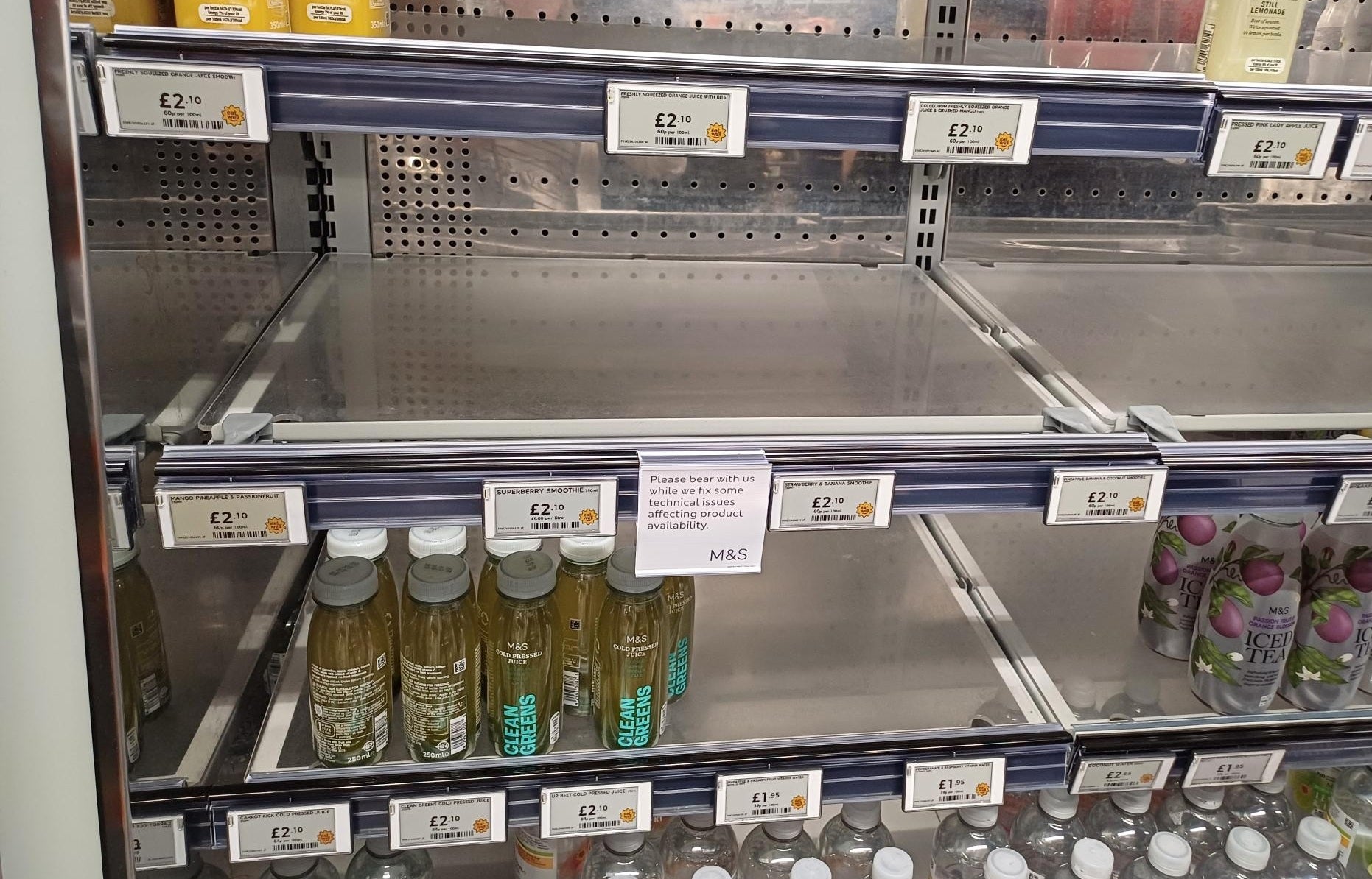 Marks and Spencer branches across the country were left with empty shelves after the cyberattack