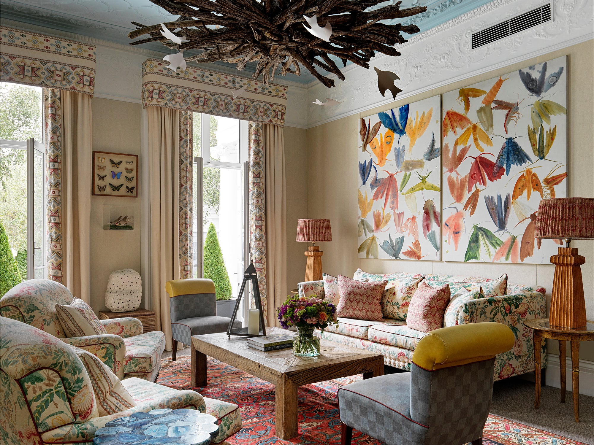 The ground floor is home to a string of stylish rooms with playful art installations