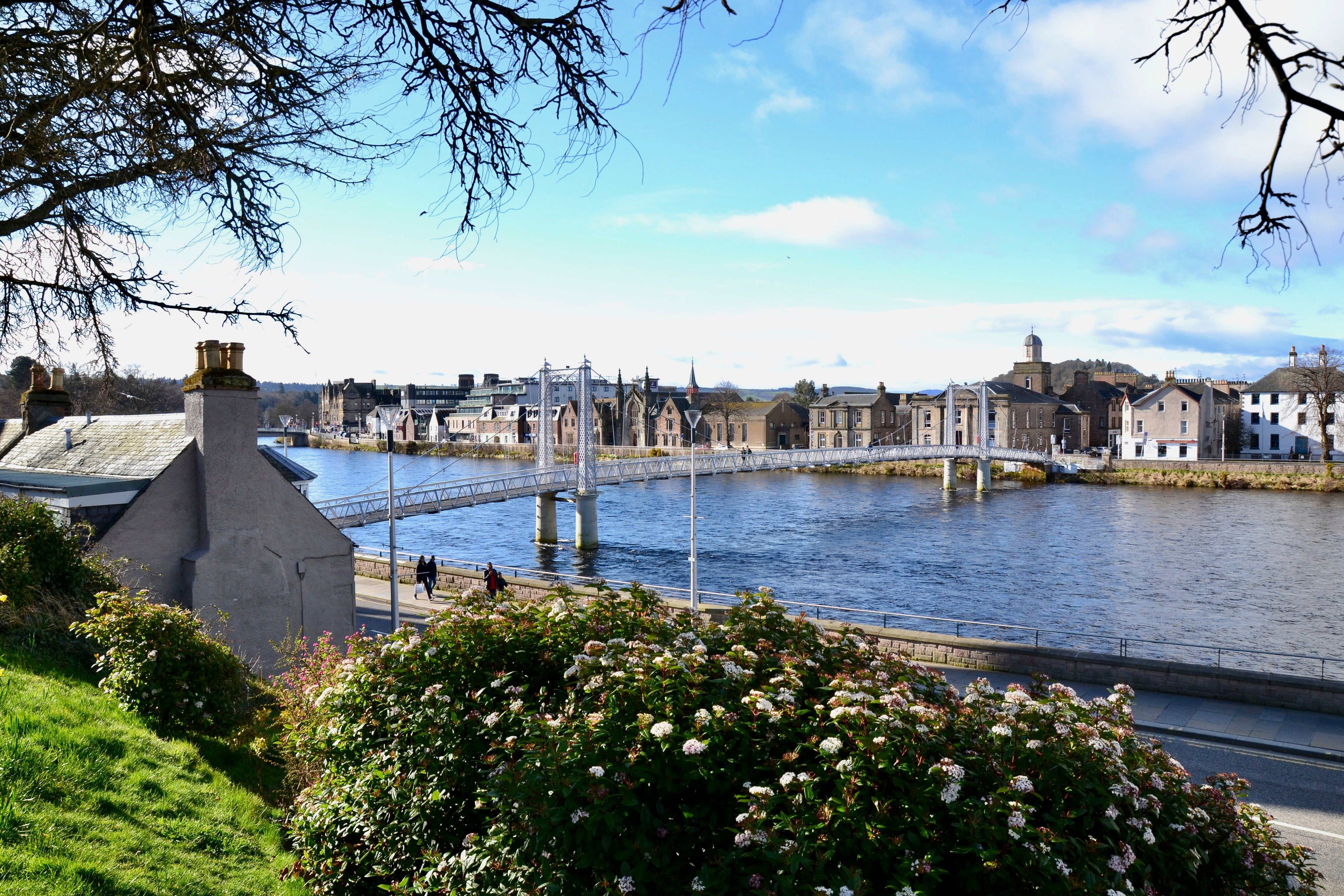 The Greig Street Bridge appears over the River Ness in Inverness