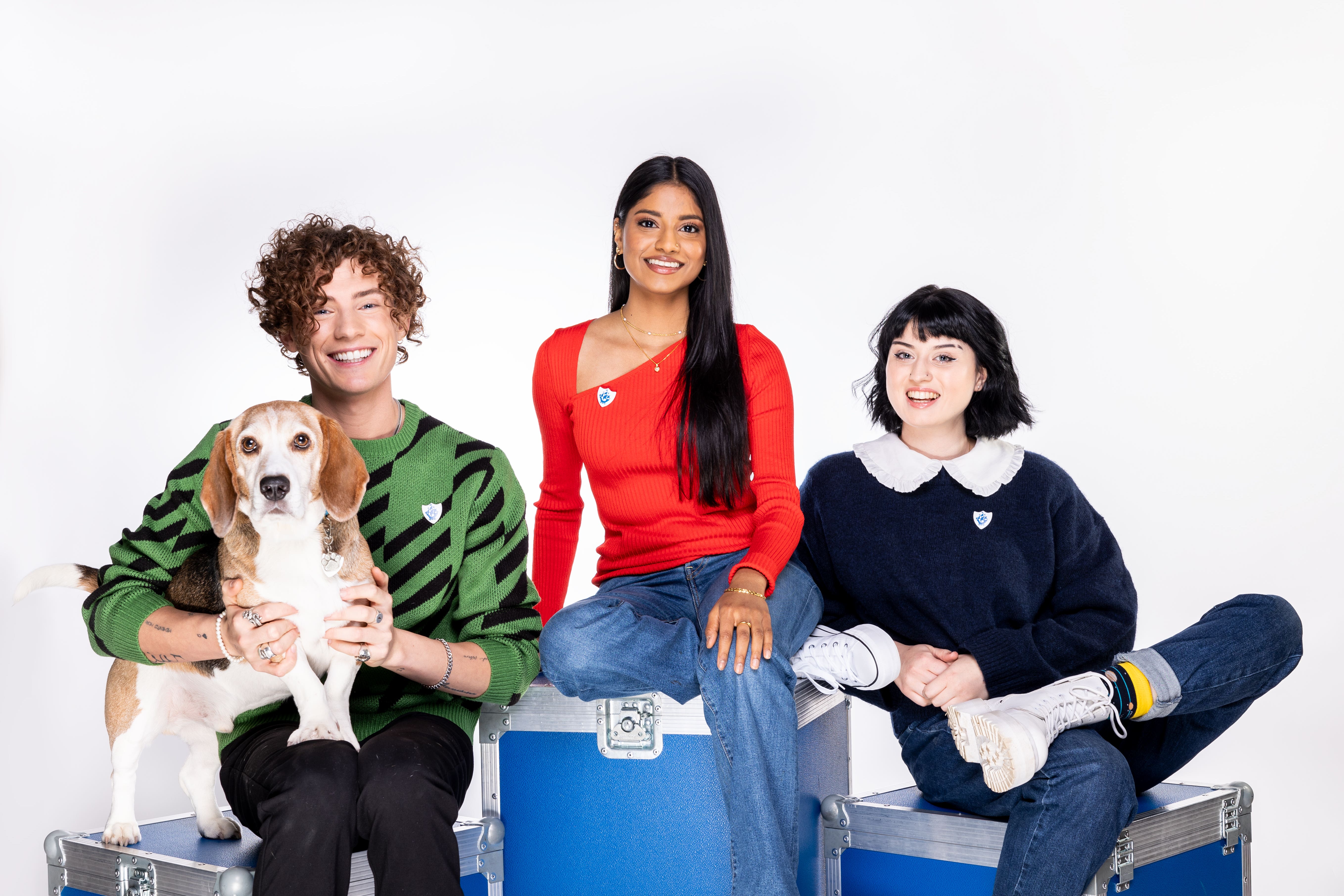 Blue Peter presenters Joel Mawhinney, Shini Muthukrishnan, and Abby Cook (BBC/PA)