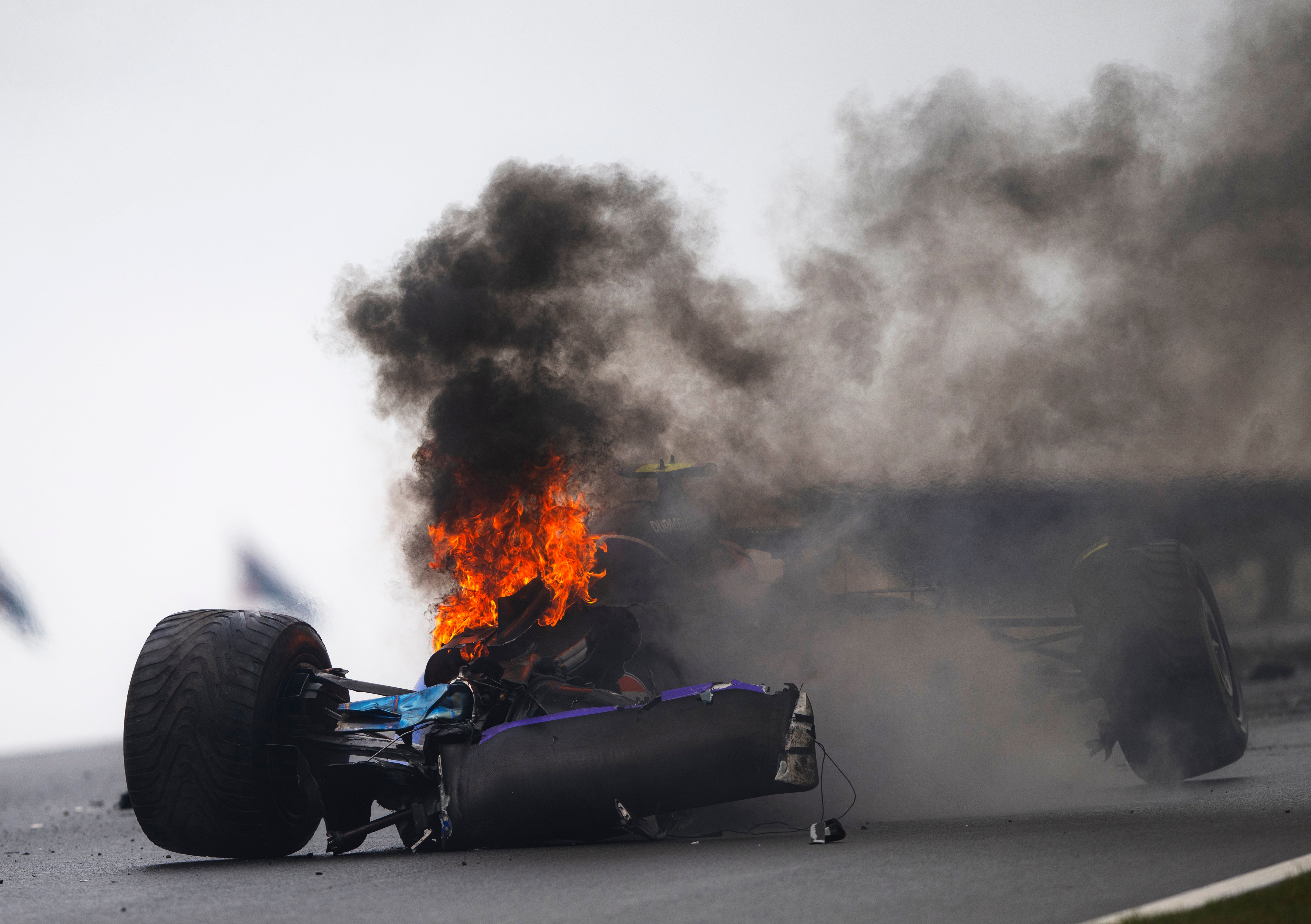 Logan Sargeant crashes his Williams car at the Dutch GP last summer