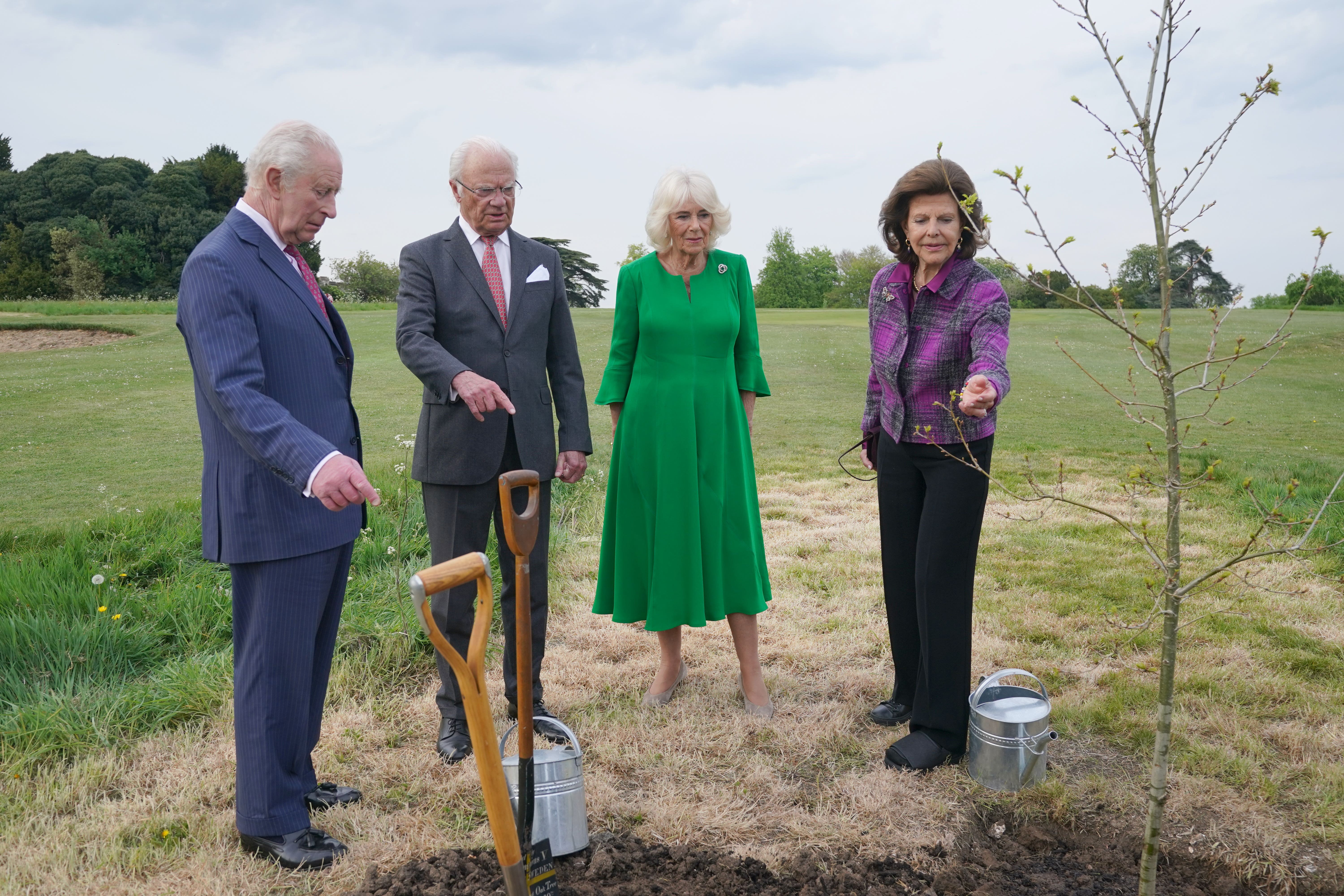 Charles and Camilla with King Carl Gustaf and Queen Silvia of Sweden (Yui Mok/PA)