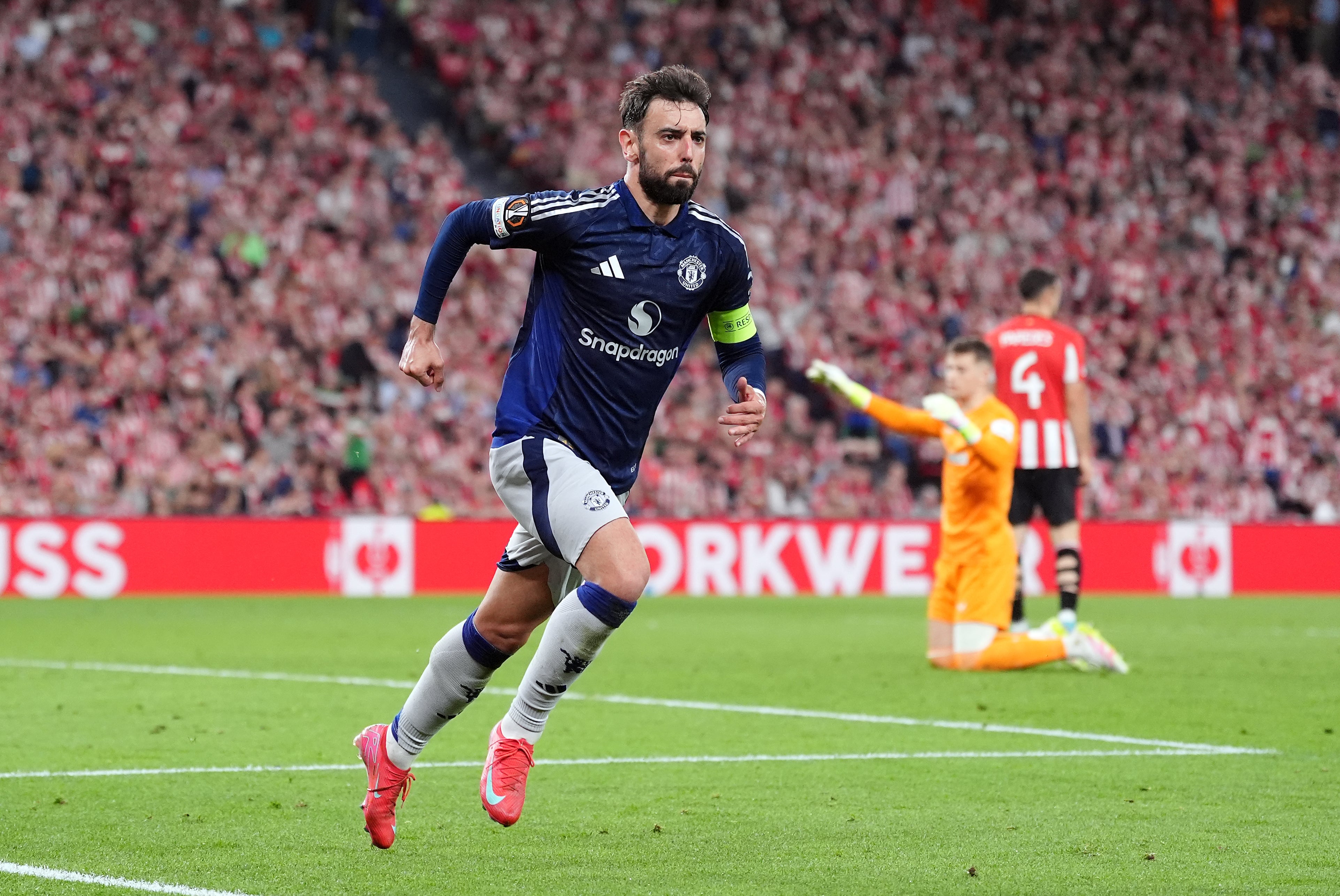 Fernandes celebrates after scoring
