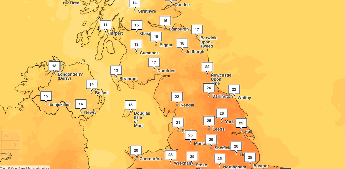 Despite the soaring temperatures, the Met Office has ruled out a heatwave this week.