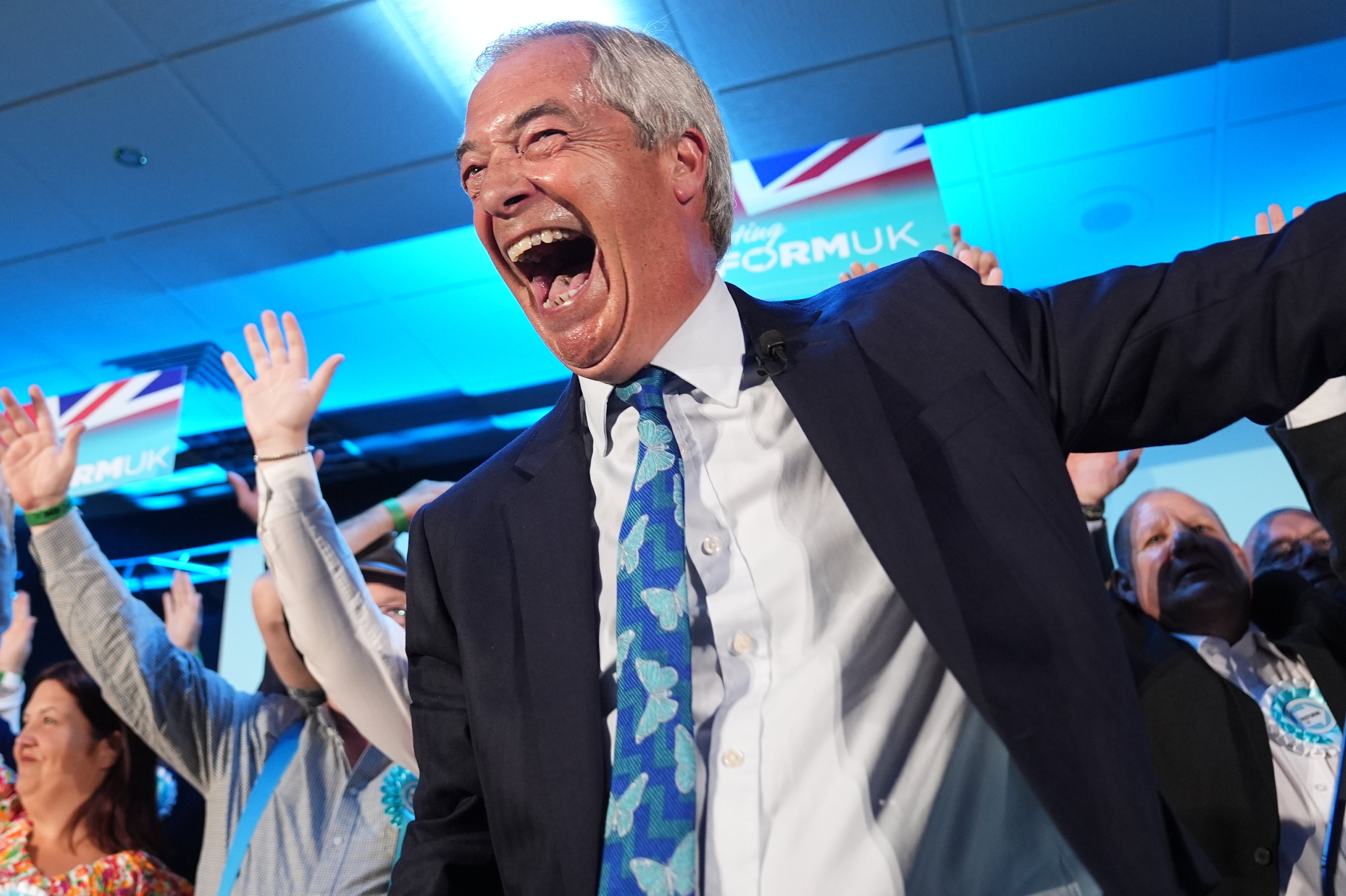 Nigel Farage’s Reform UK party could win 12 seats at Holyrood, analysis based on the poll indicated. (Jacob King/PA)