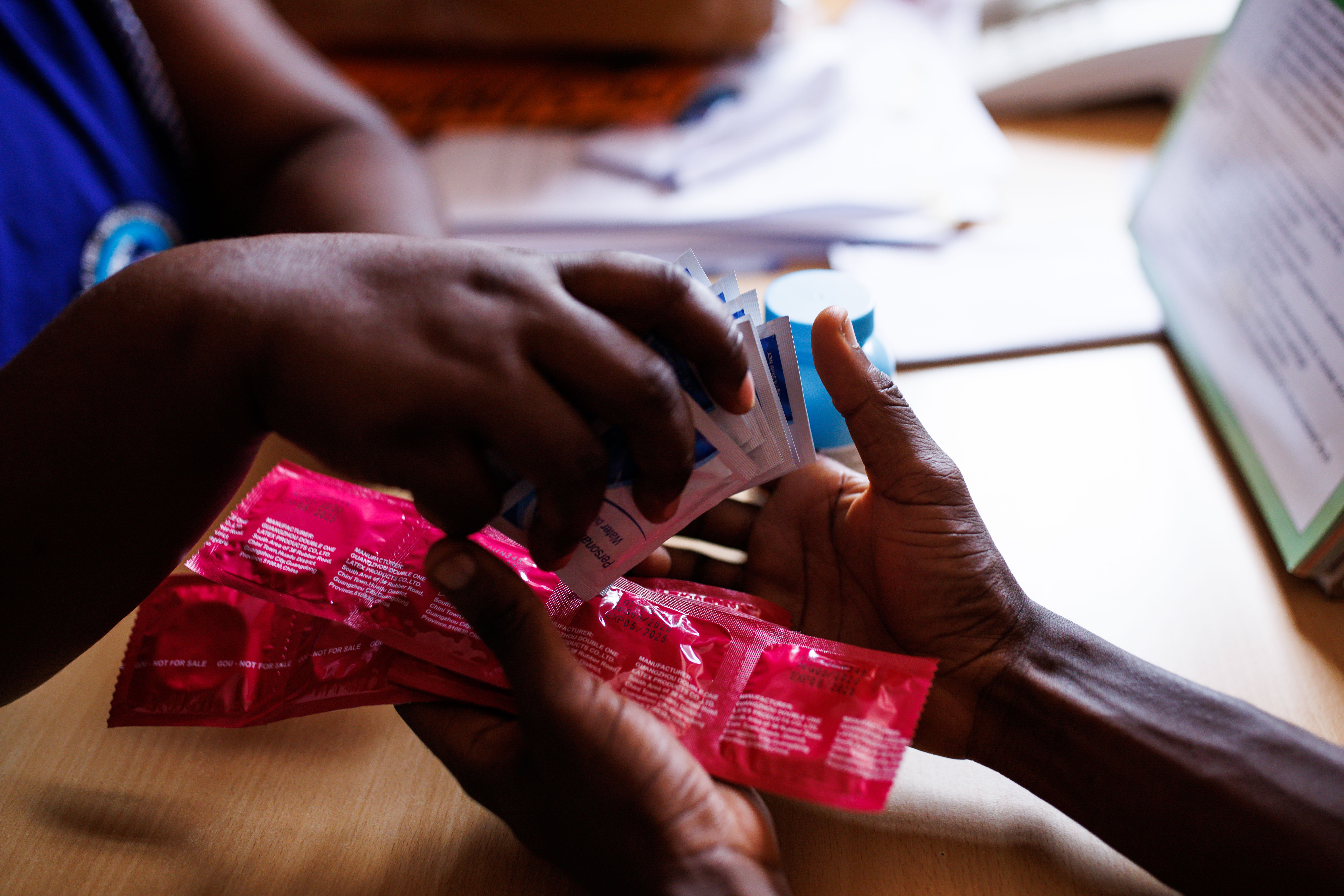 Contraception being handed out in Uganda