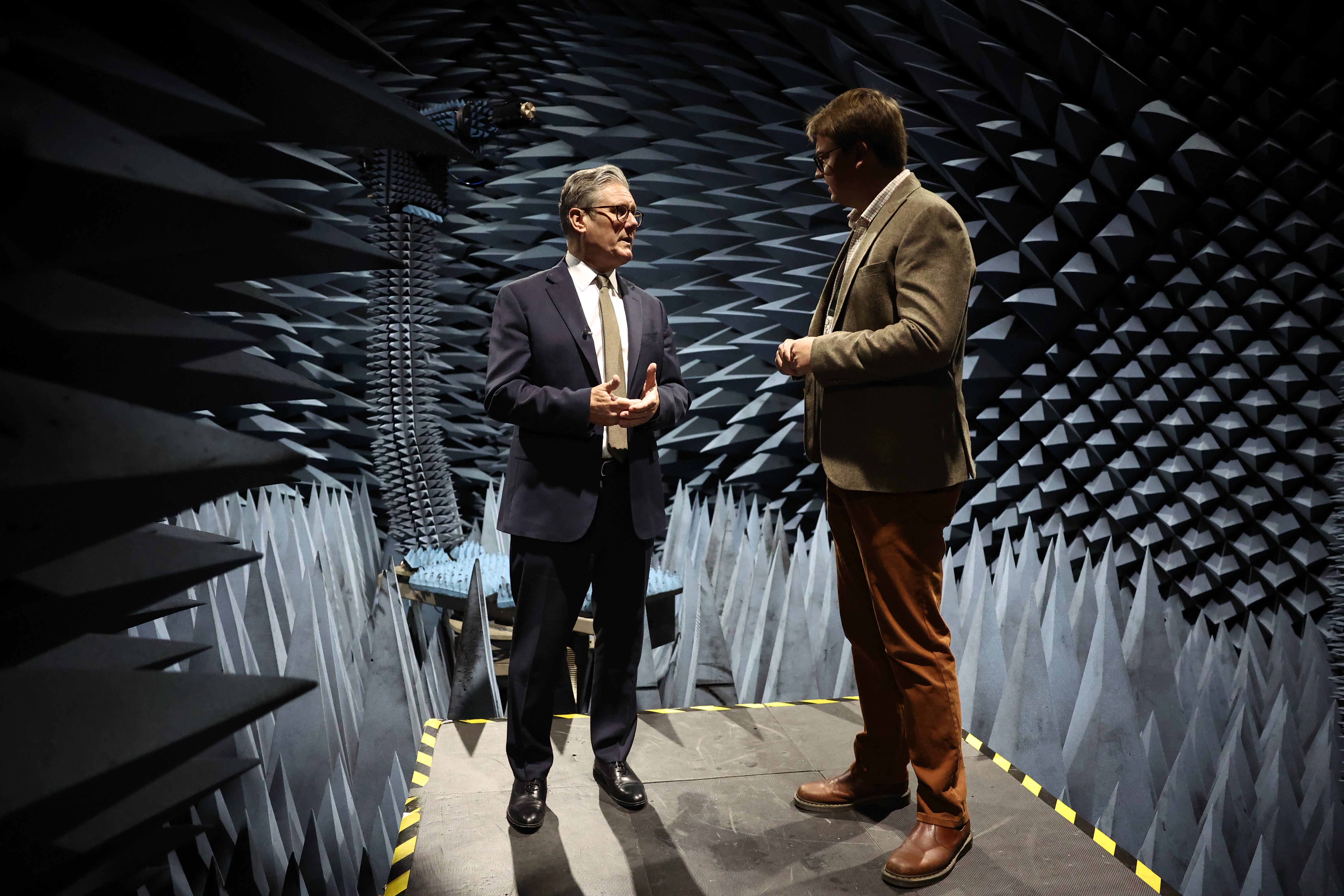 Prime Minister Sir Keir Starmer (left) while launching UAS StormShroud into operational service