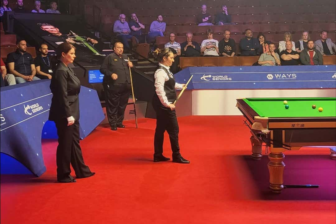 Maria Catalano, centre, is hoping snooker will update its transgender policy (Handout pic from Jamie Catalano/PA)