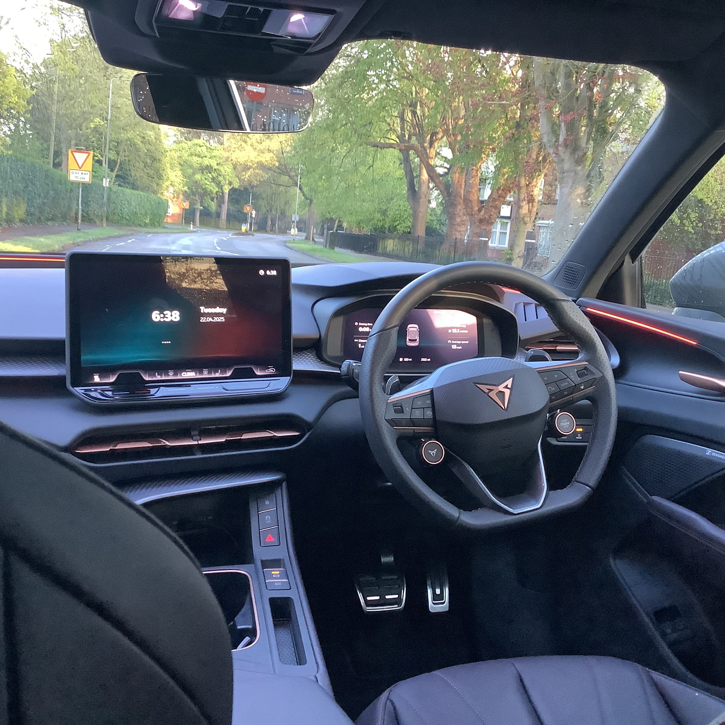 There’s a 12.9in central touchscreen plus a 10.25in one for the dash