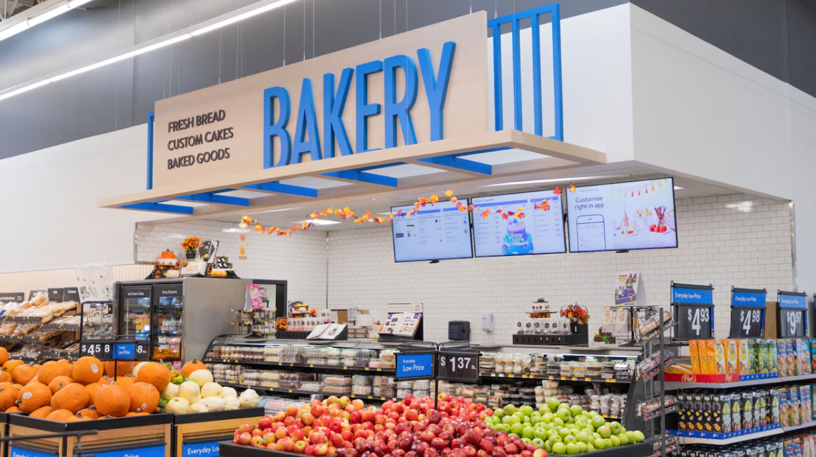 A view of a remodeled bakery inside a Walmart in Plainwell, Michigan. A $1million facelift is coming to 650 stores across 47 states in 2025 that will result in a look similar to the one in Michigan.
