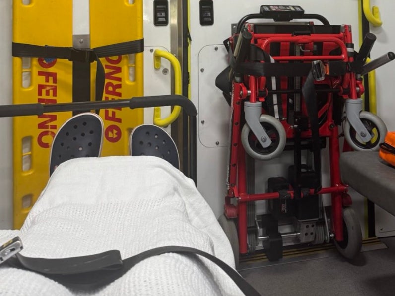 Eamon Holmes shared a photo from the ambulance after falling at home