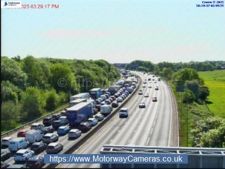 The M62 is closed westbound between Junction 19 near (Heywood) and Junction 18