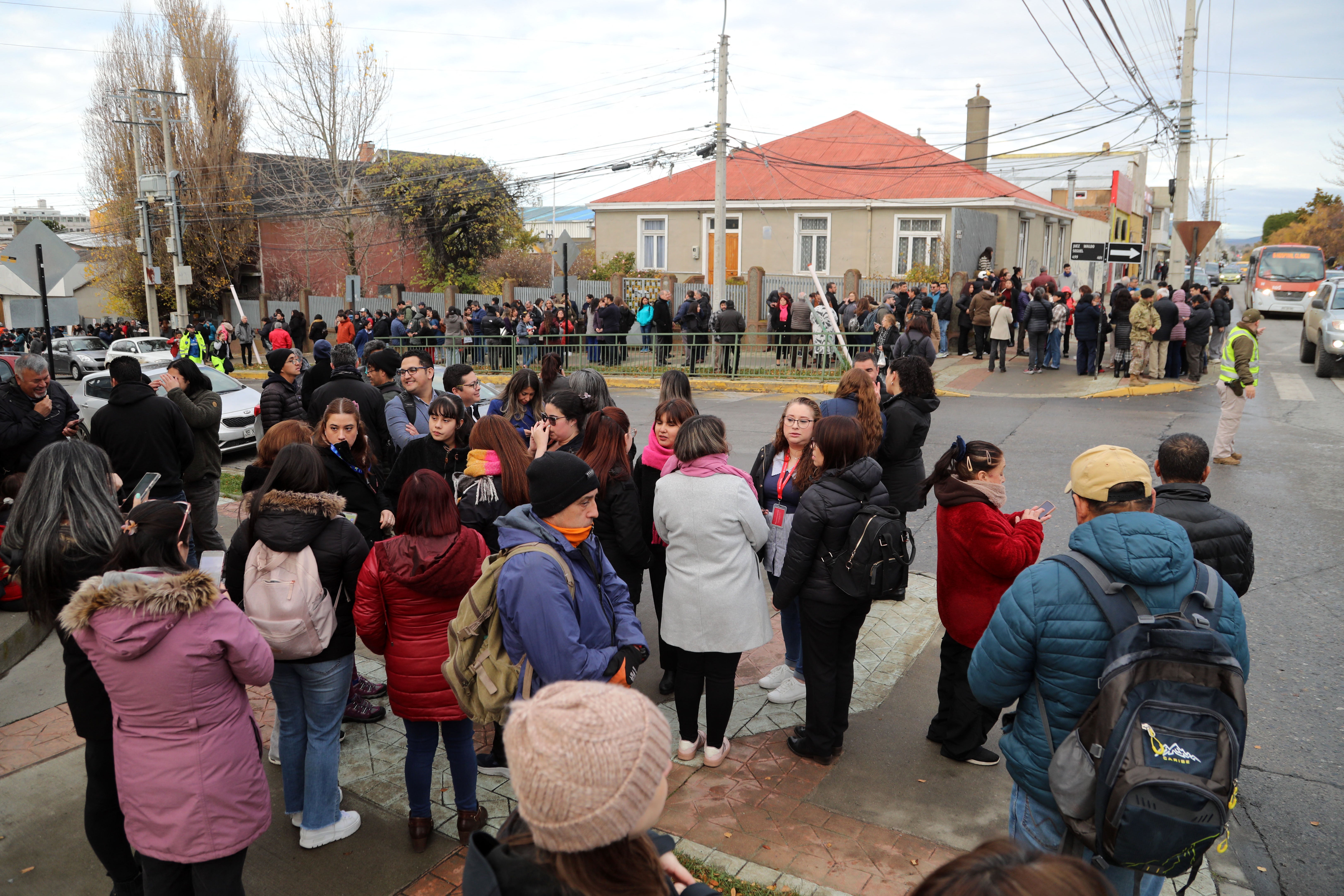 People take to the streets in Punta Arenas, Chile, on May 2, 2025, after a major 7.5-magnitude earthquake struck in the Drake Passage, the body of water separating South America and Antarctica.