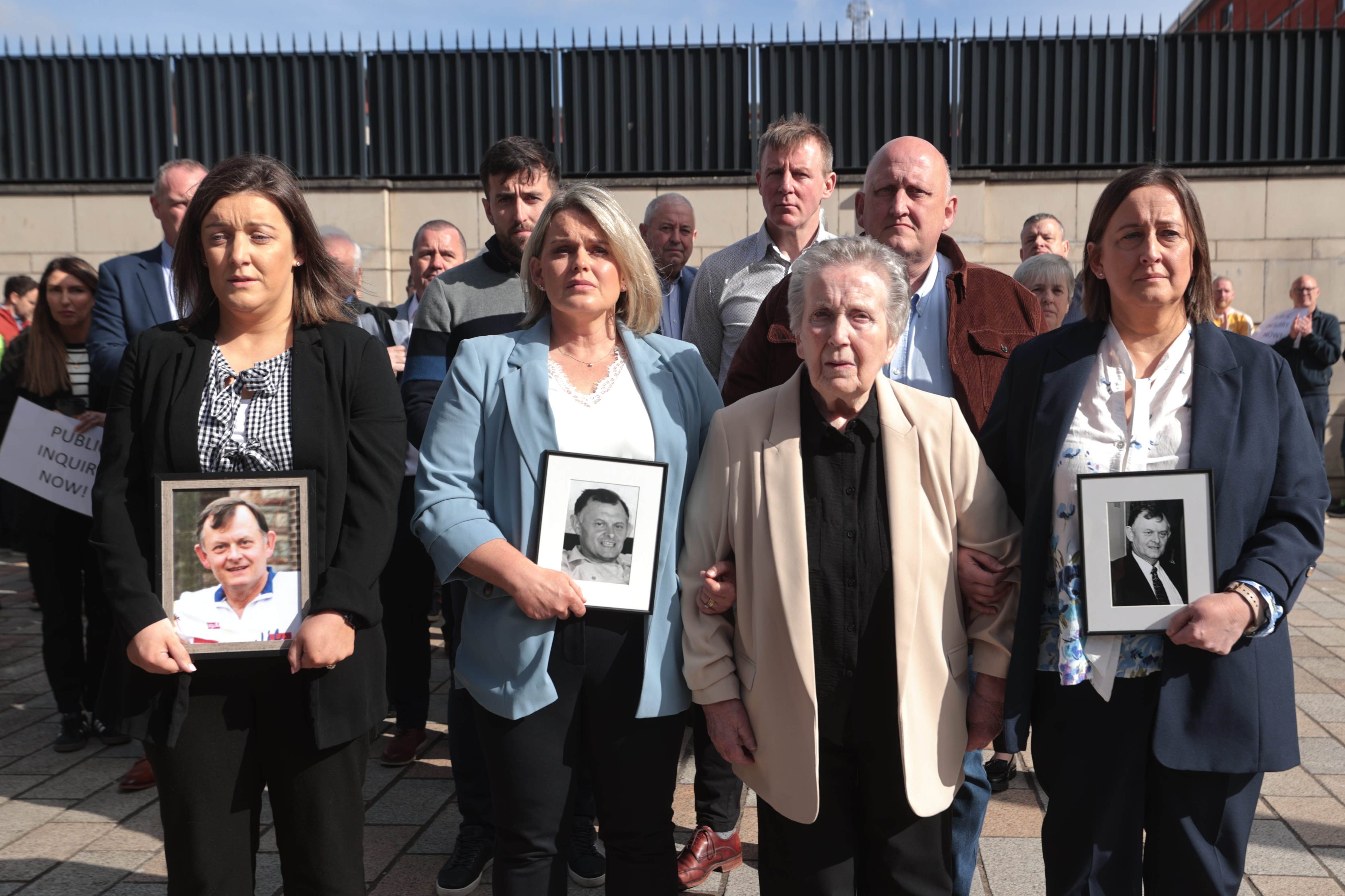 Supporters of the family of GAA official Sean Brown outside Belfast’s Court of Appeal (Liam McBurney/PA)