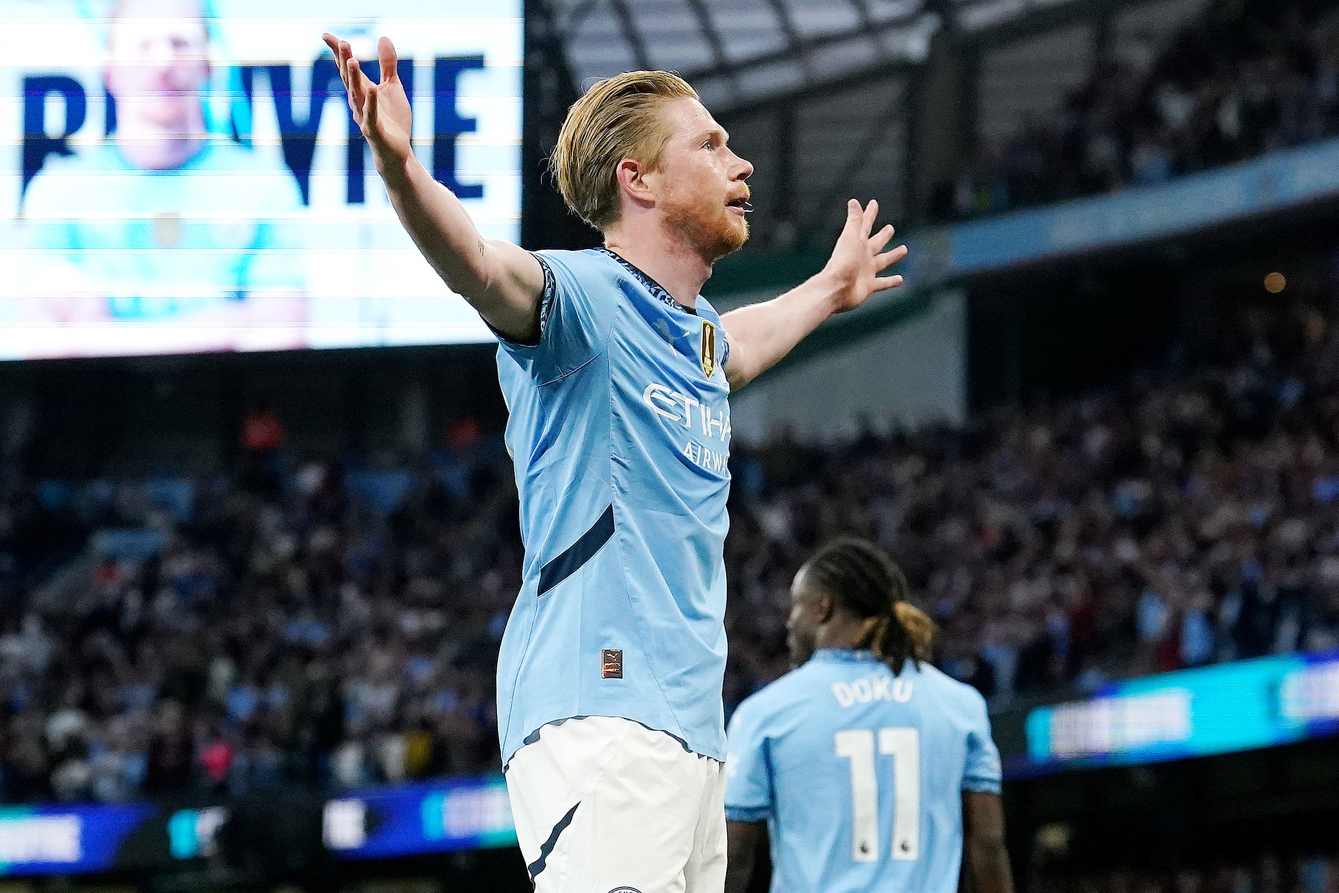 Kevin De Bruyne was Manchester City’s matchwinner (Martin Rickett/PA)