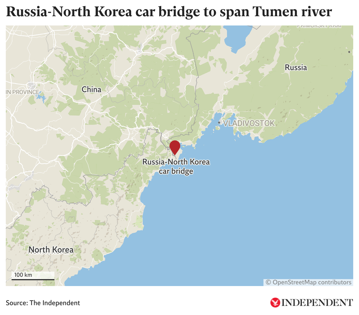 The first Russia-North Korea car bridge to span Tumen river is now underconstruction