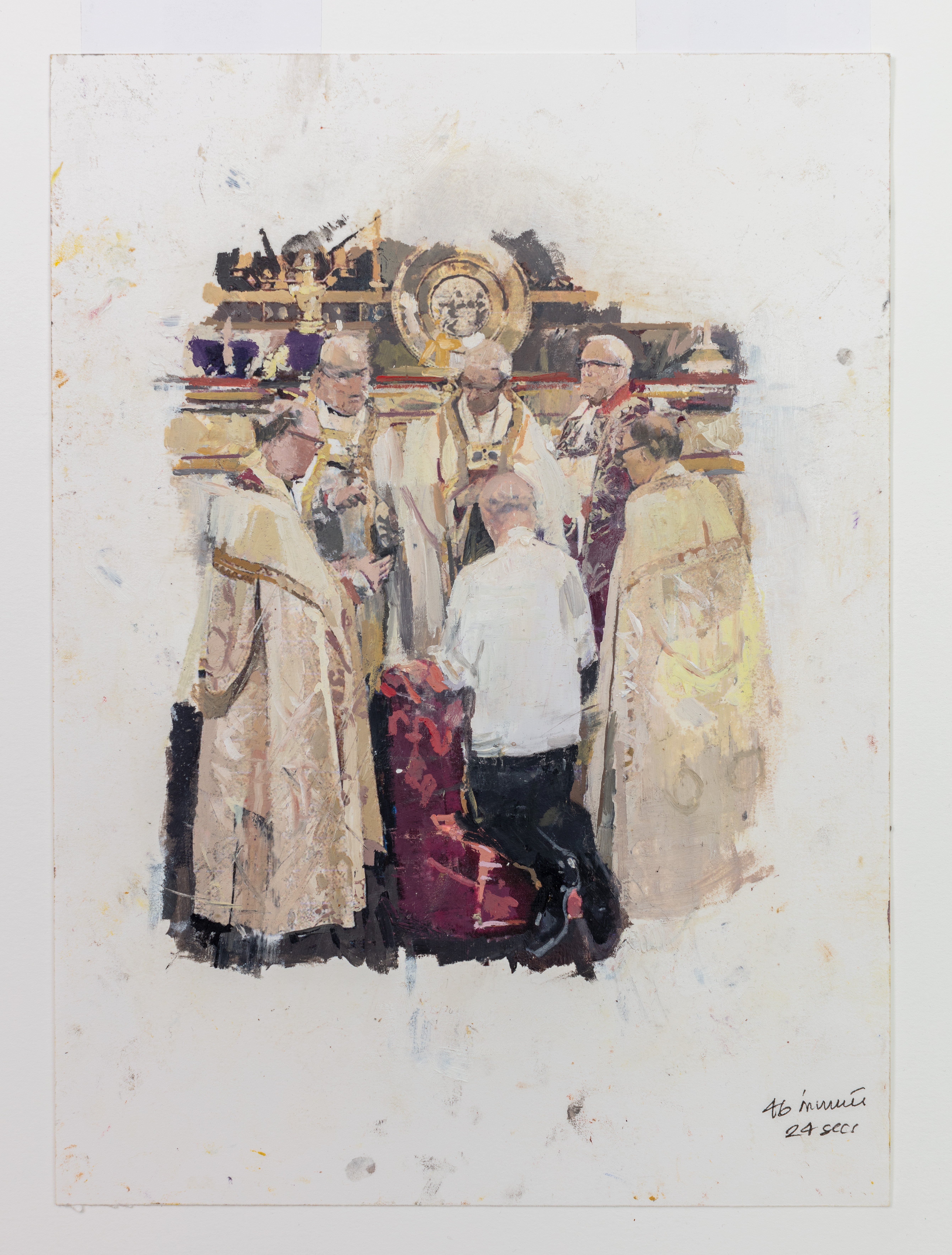 'The Investiture', one of 17 paintings in oil and wax on paper, by Eileen Hogan