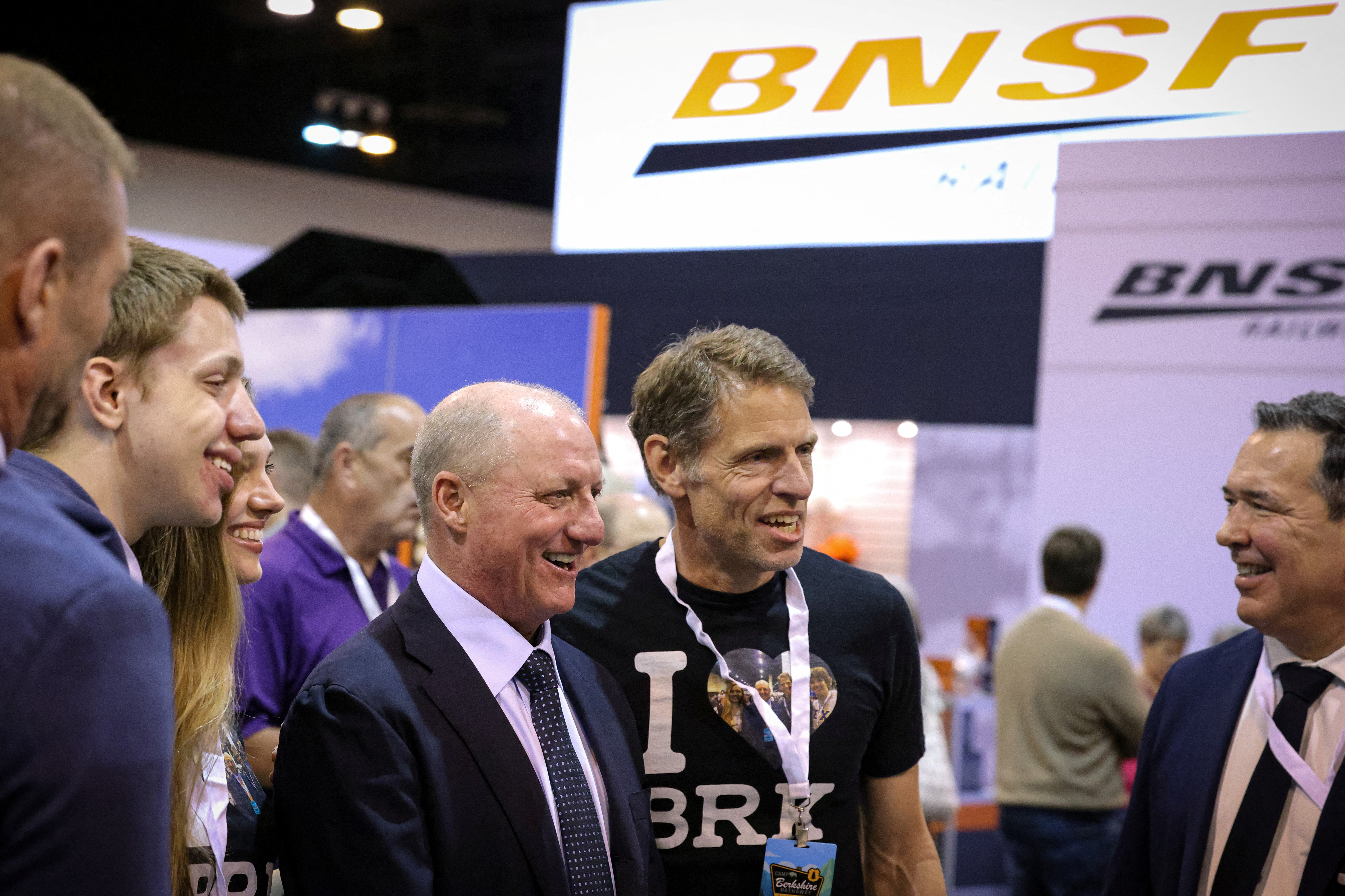 Berkshire Vice Chairman Greg Abel speaks with shareholders during the Berkshire Hathaway Inc. annual shareholders' meeting. Abel is due to take over as CEO of the company from Warren Buffett