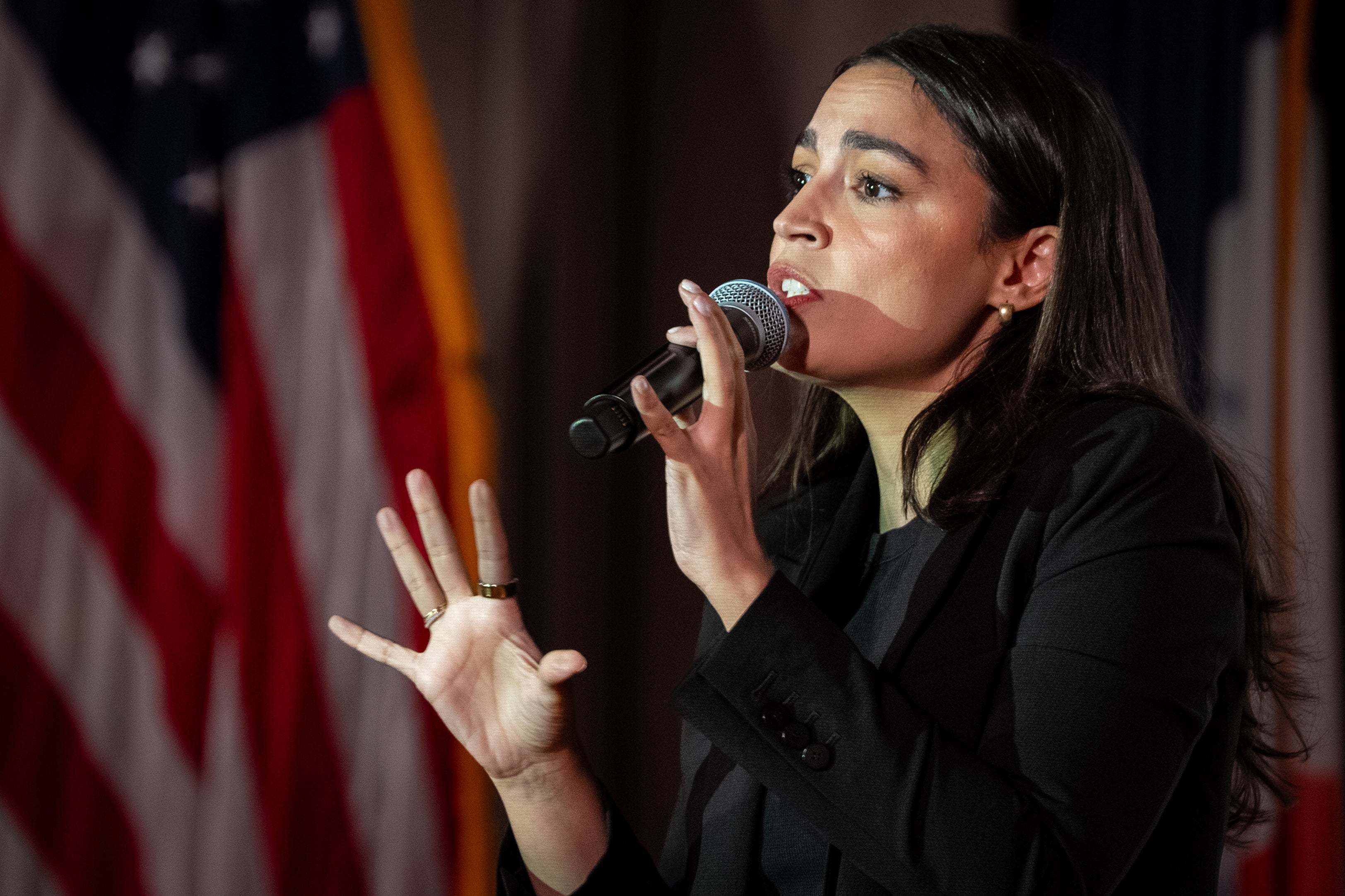 New York Democratic Rep. Alexandria Ocasio-Cortez was heckled at a town hall in her home district on Friday