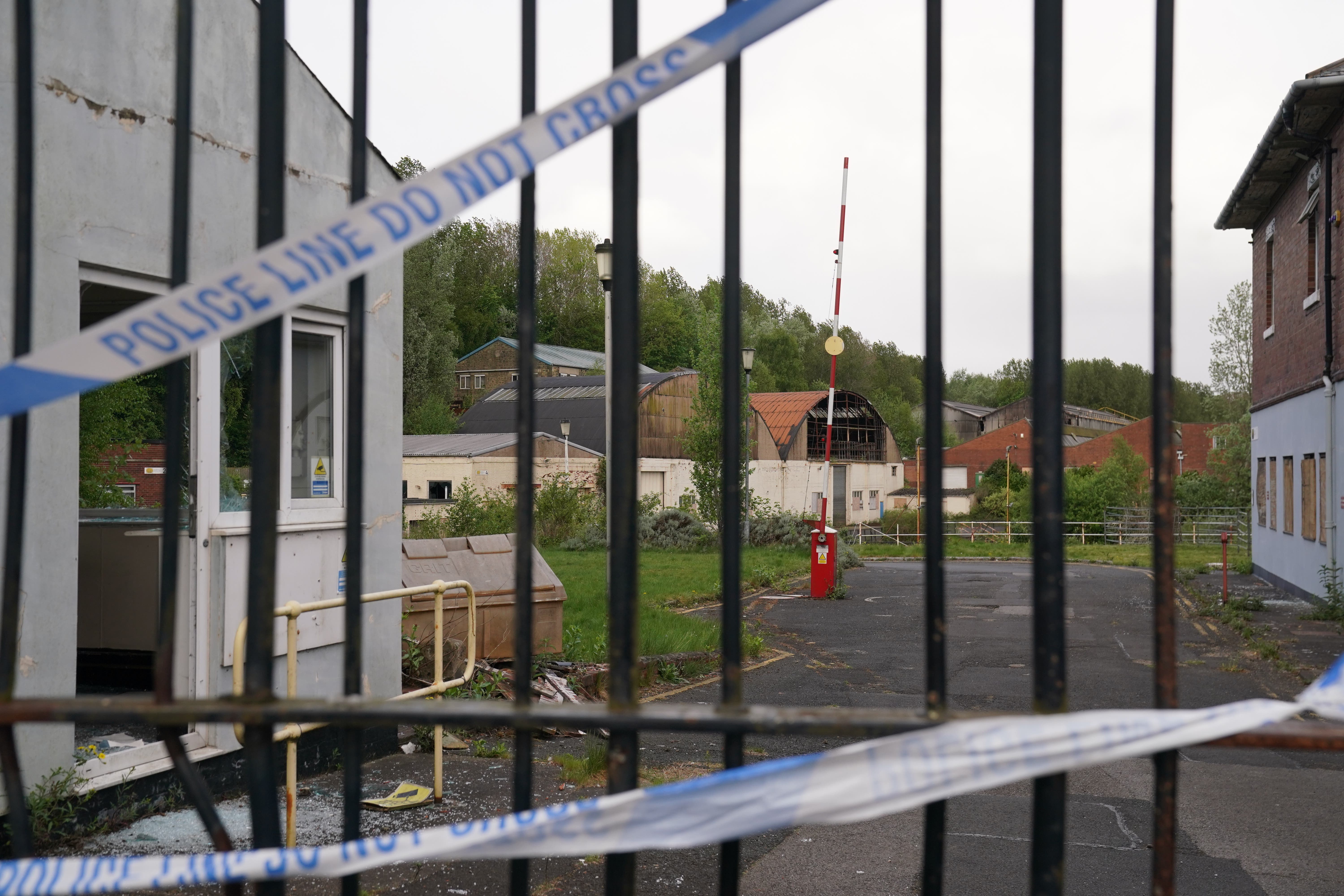 Police tape on the gates of Fairfield Industrial Park in the Bill Quay area of Gateshead (PA)