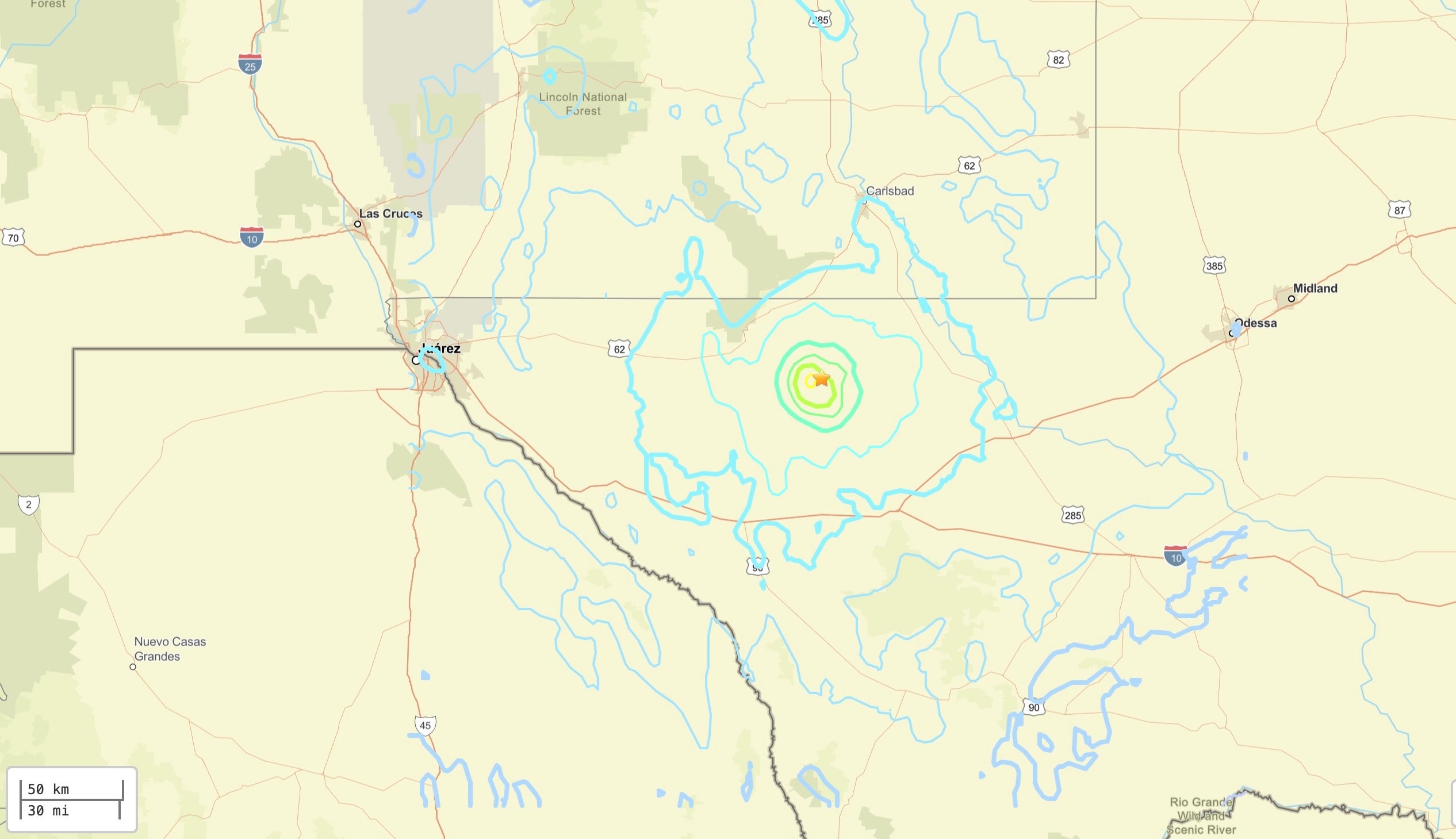 A map of the earthquake from the U.S. Geological Survey