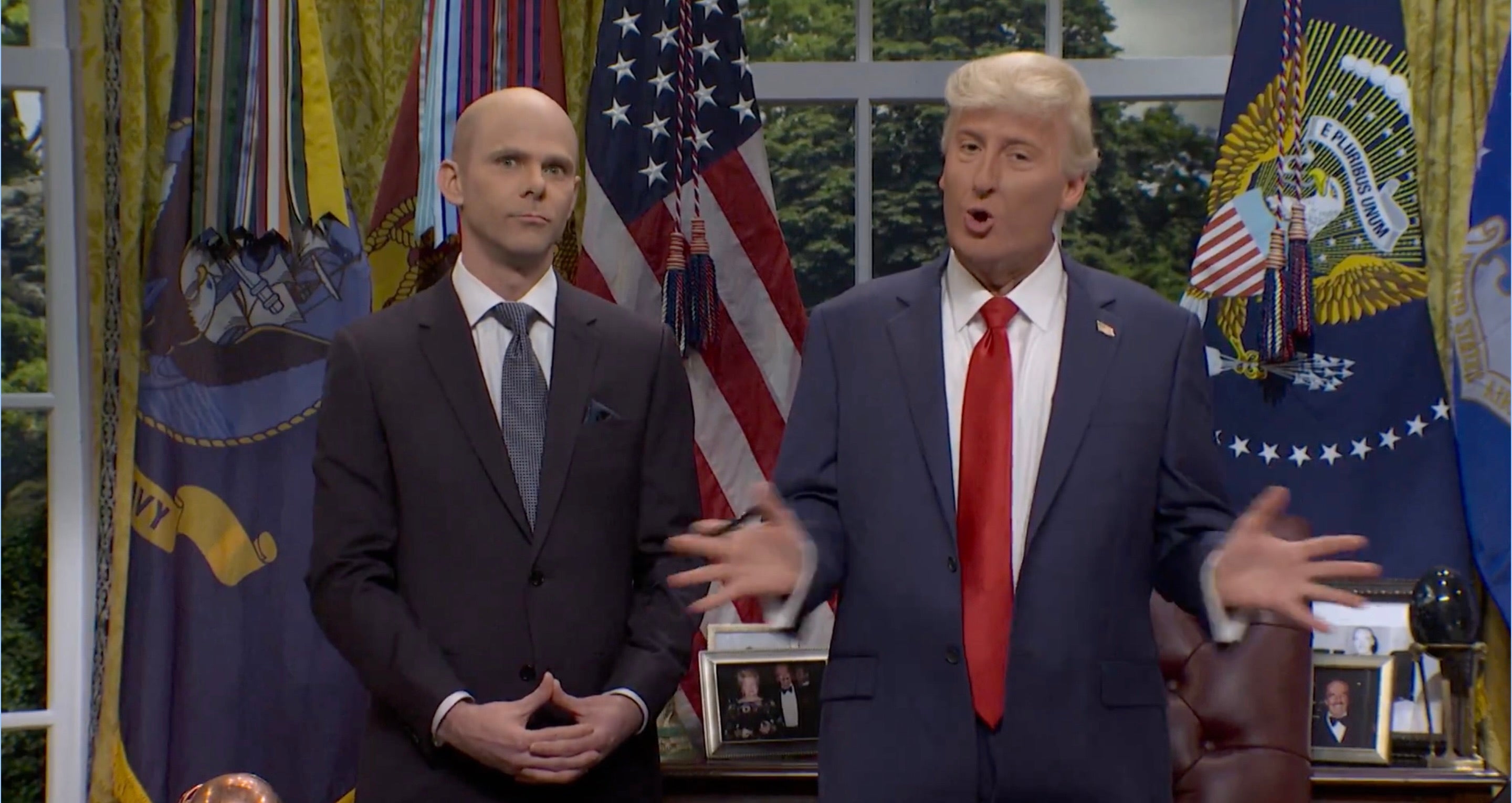James Austin Johnson and Mikey Day play President Donald Trump and Stephen Miller