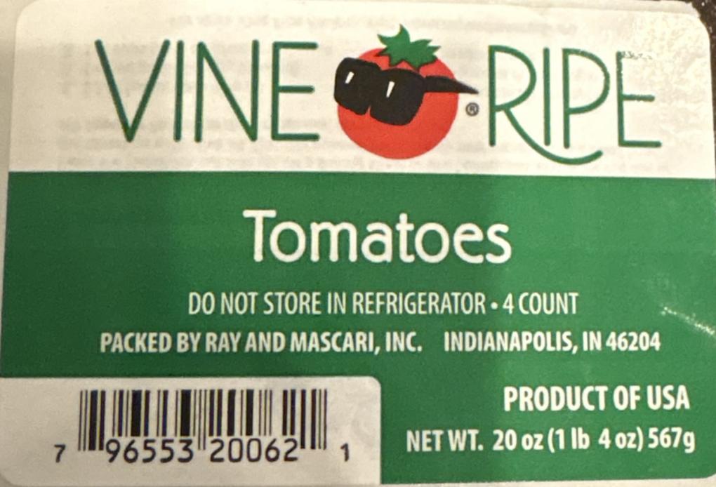 Tomatoes from Ray & Mascari Inc. have been recalled due to a possible salmonella risk