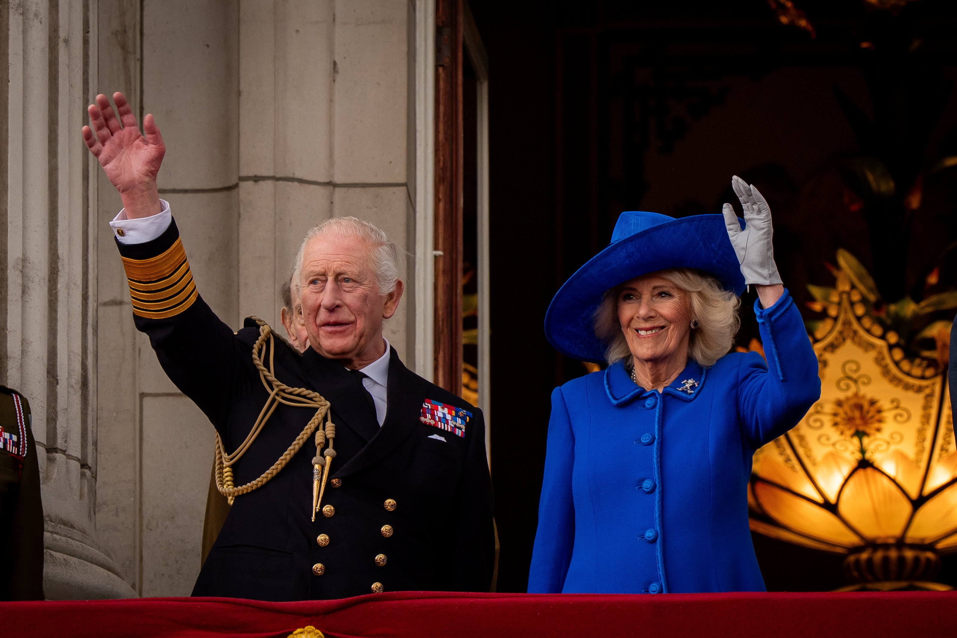 Charles and Camilla on the balcony of Buckingham Palace
