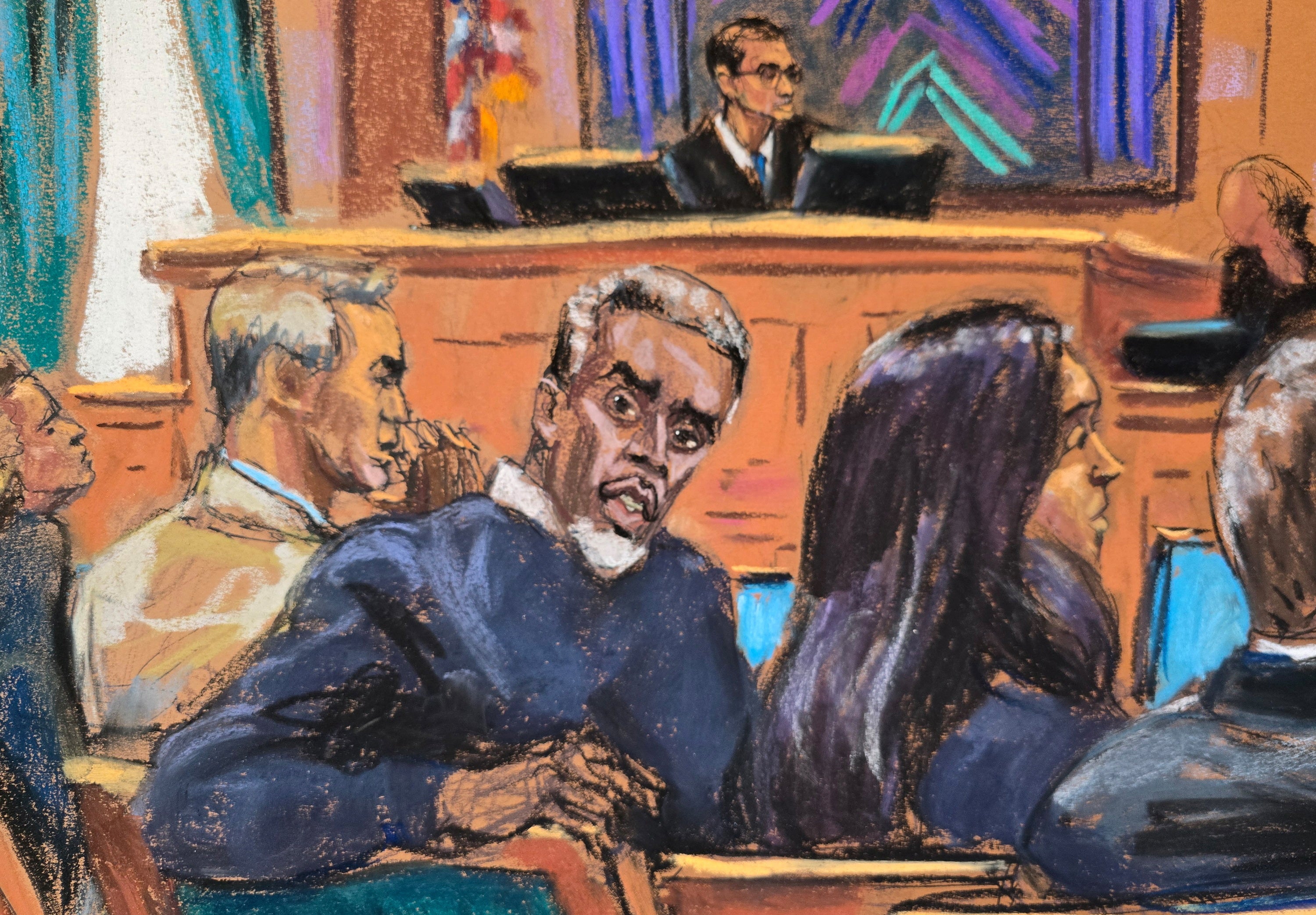 U.S. District Judge Arun Subramanian interviews potential jurors as Sean 'Diddy' Combs sits with his legal team, at the start of his sex trafficking trial in New York