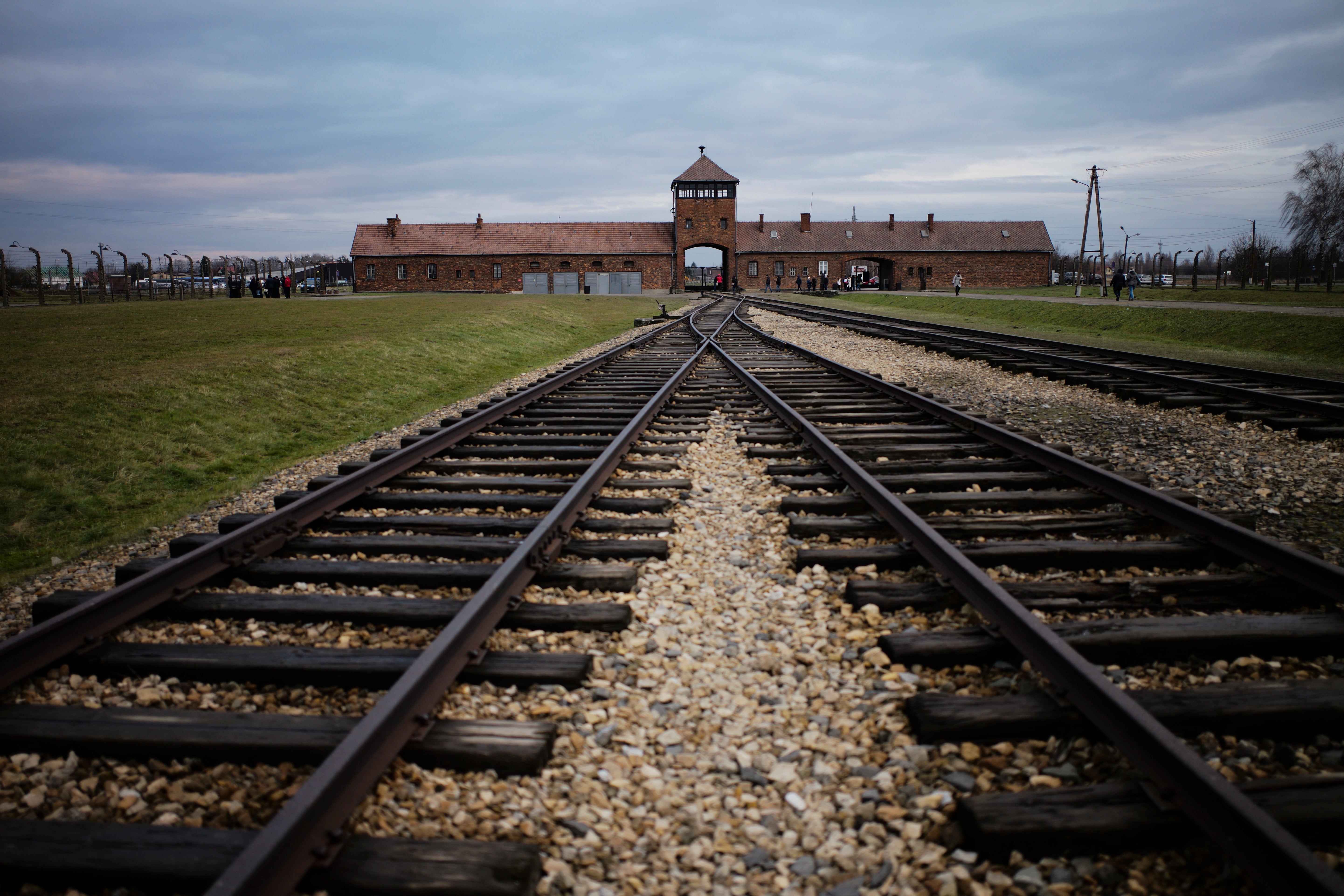 The railway tracks where people arrived to be directed to the gas chambers inside the former Nazi death camp of Auschwitz Birkenau, or Auschwitz II, are pictured in Oswiecim, Poland, on Dec. 7, 2019.