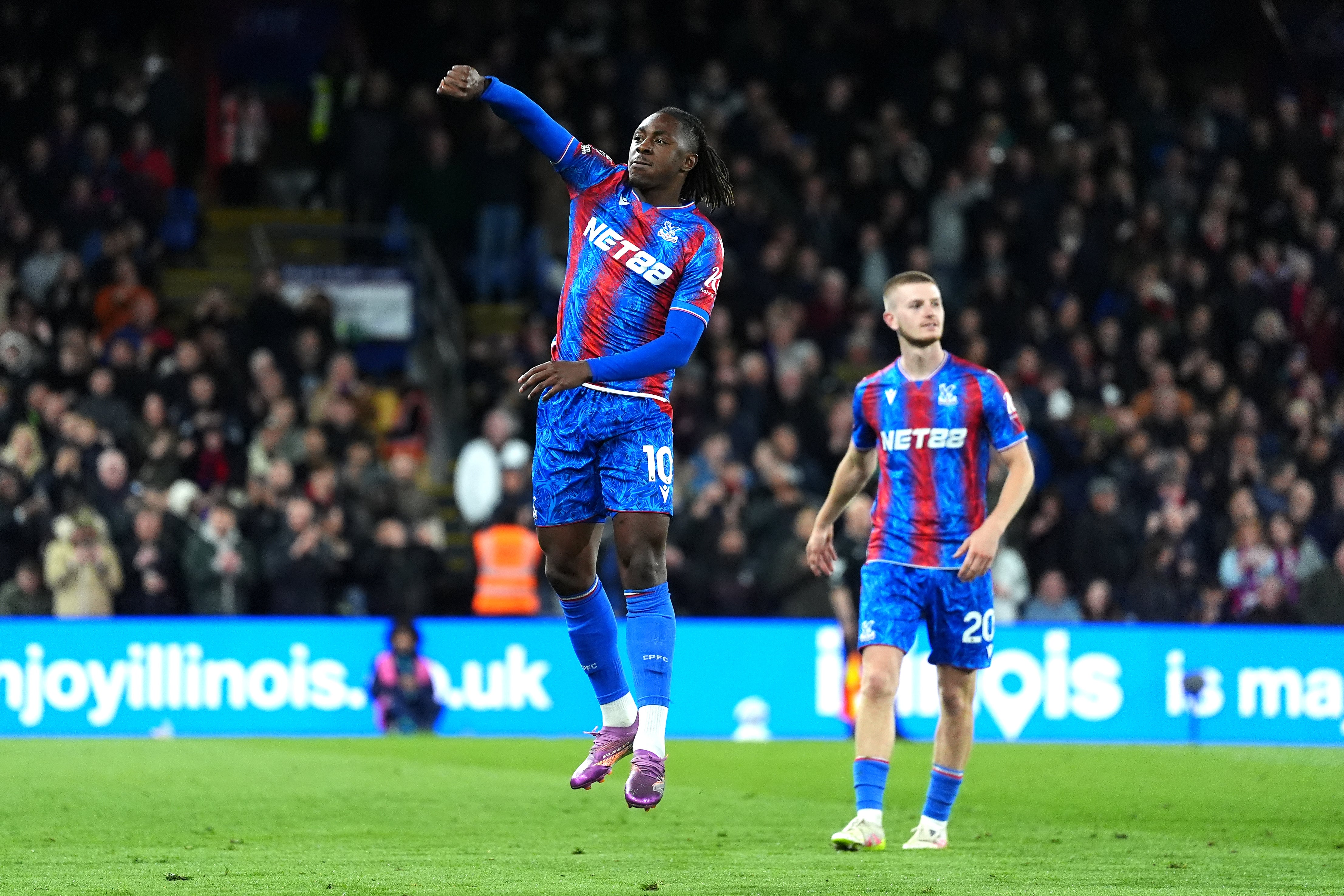 Eberechi Eze (left) celebrates firing Palace ahead from the penalty spot in the 1-1 draw with Nottingham Forest (Bradley Collyer/PA).
